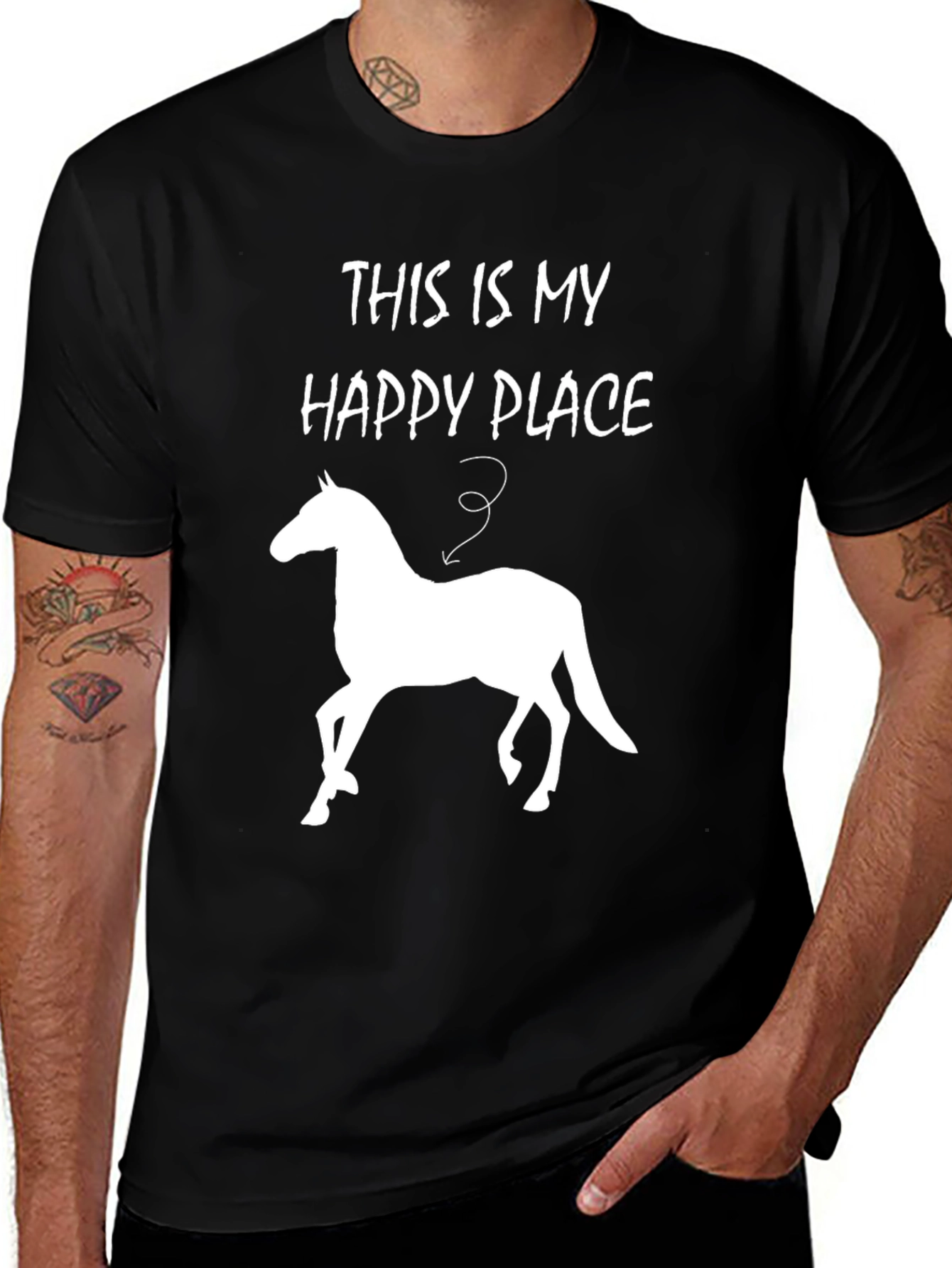 Happy Place Horse T-Shirt - Mens Black Tee