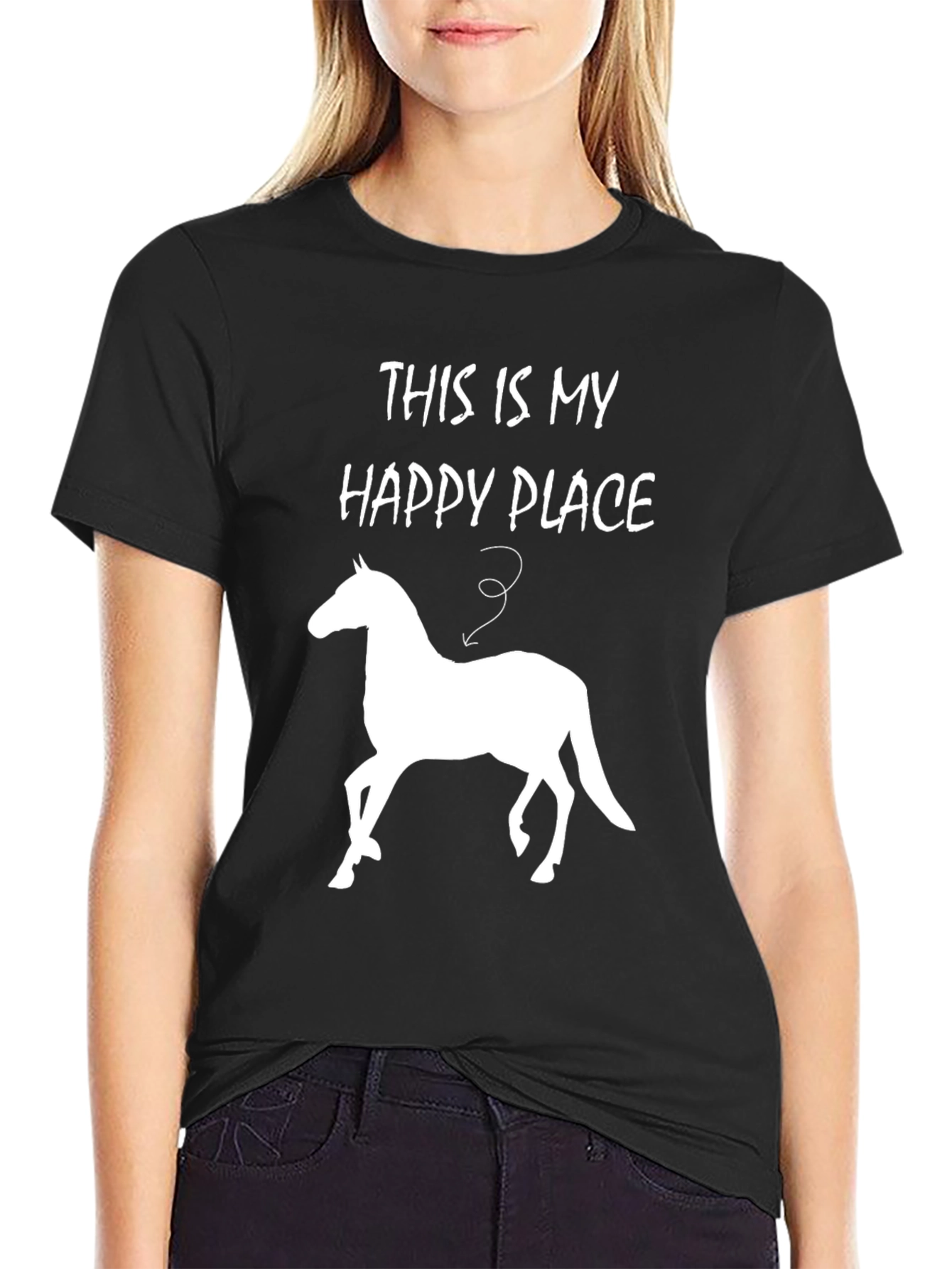 Happy Place Horse T-Shirt - Mens Black Tee