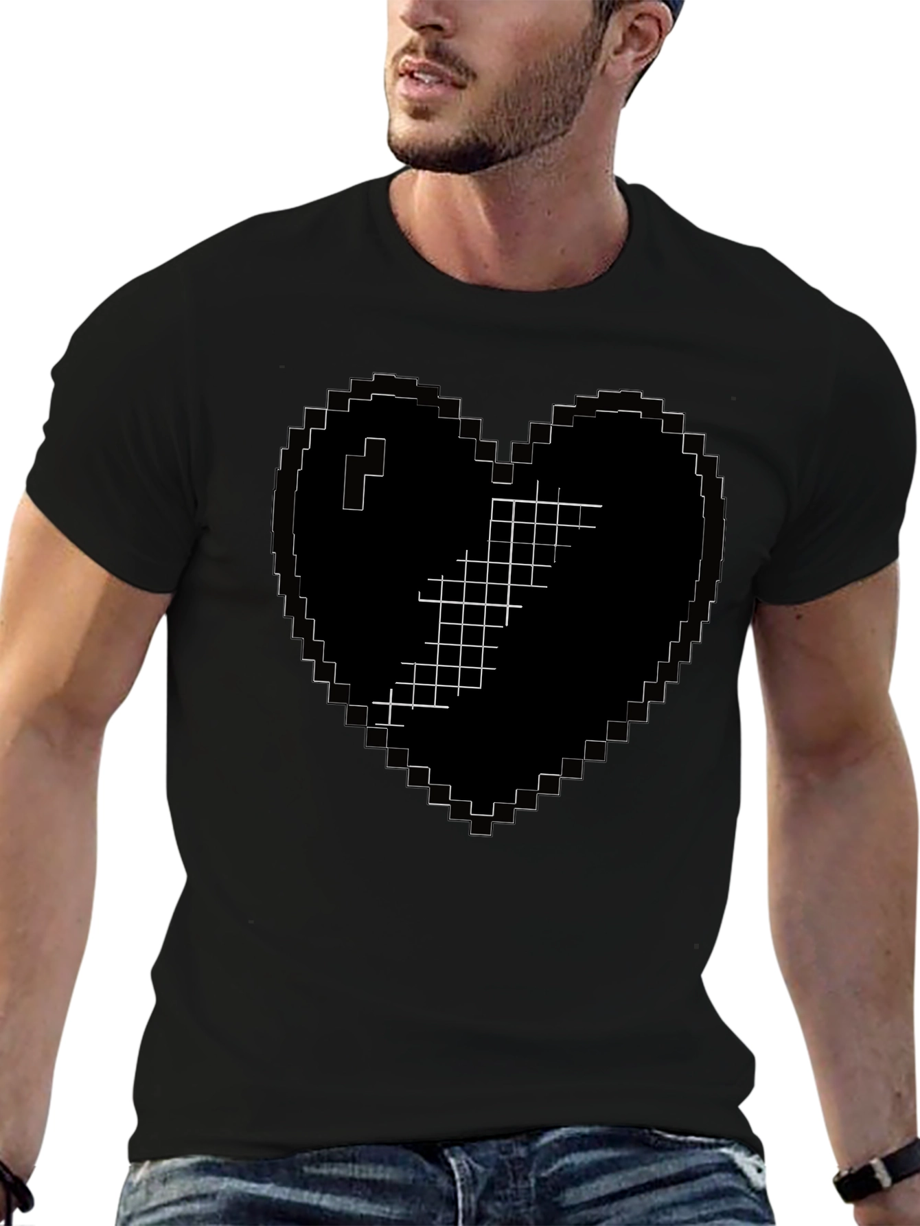 Pixelated Heart Broken Graphic T-Shirt