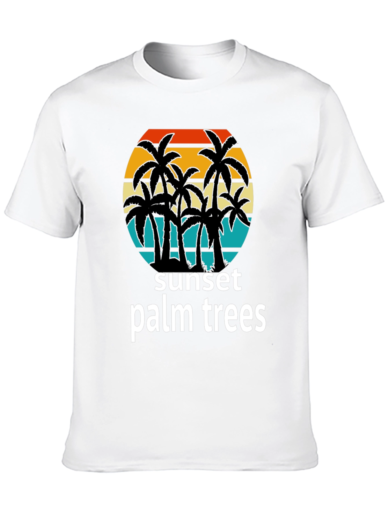 Sunset Palm Trees Graphic Tee - Tropical Vibes