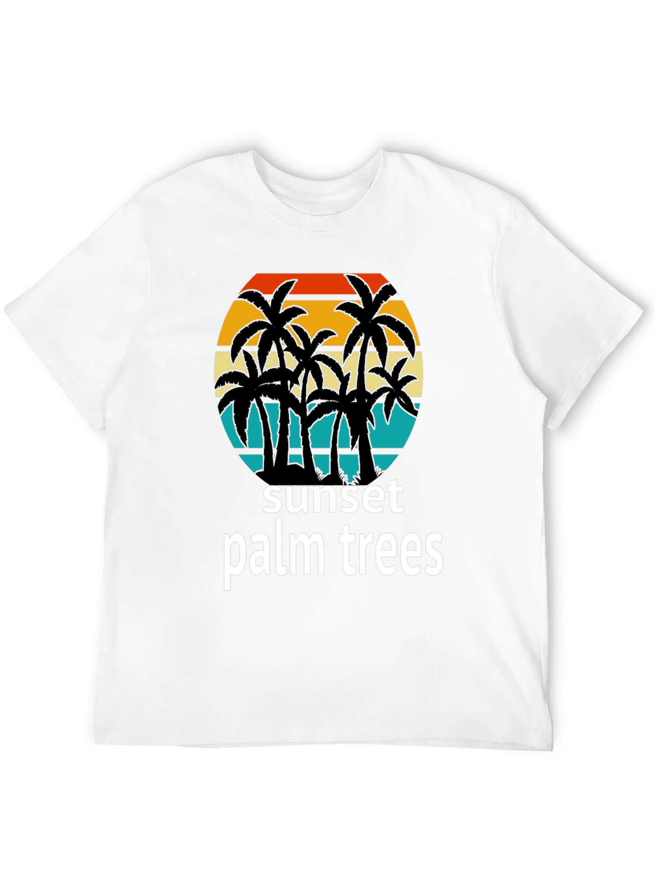 Sunset Palm Trees Graphic Tee - Tropical Vibes