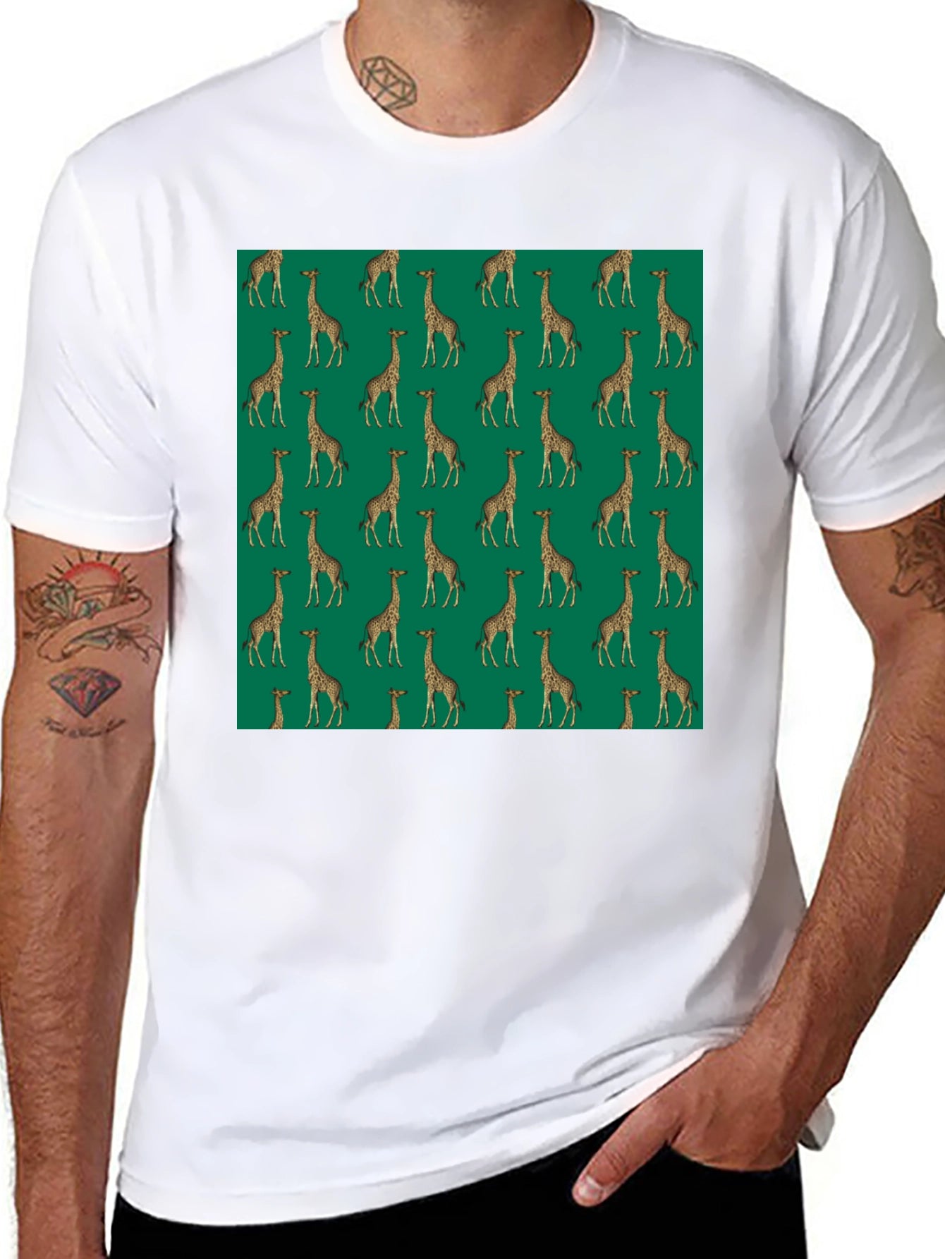 Giraffe Print Black T-Shirt