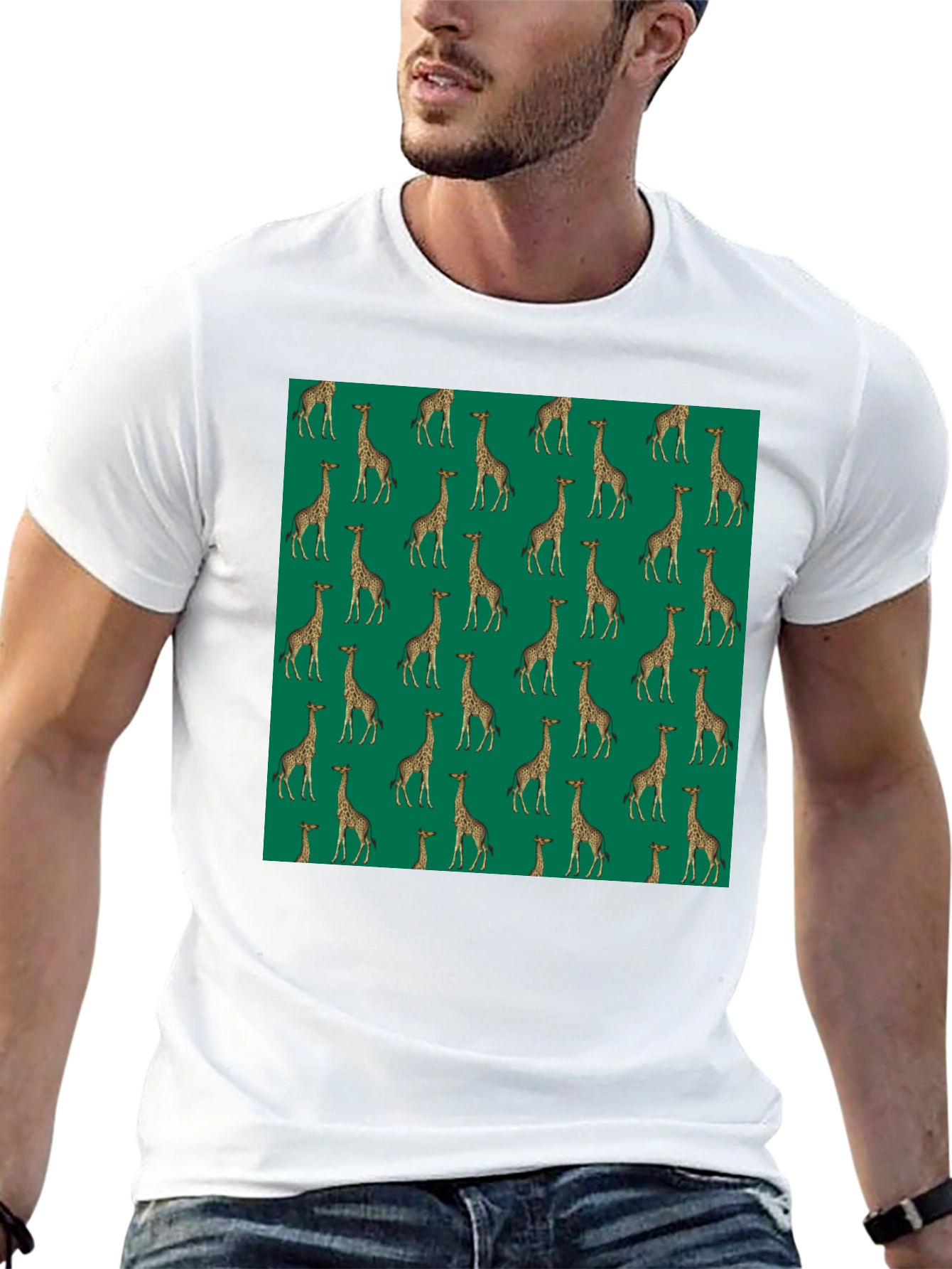 Giraffe Print Black T-Shirt