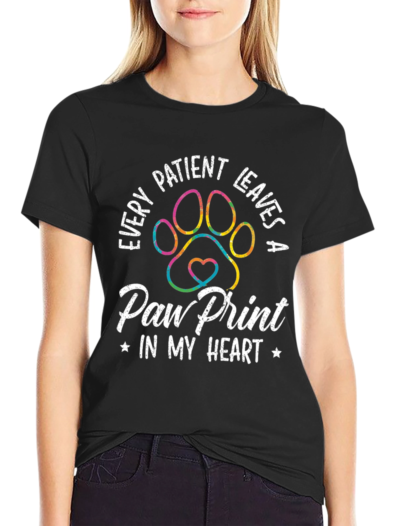 Paw Print Heart T-Shirt - Vet Nurse Tee