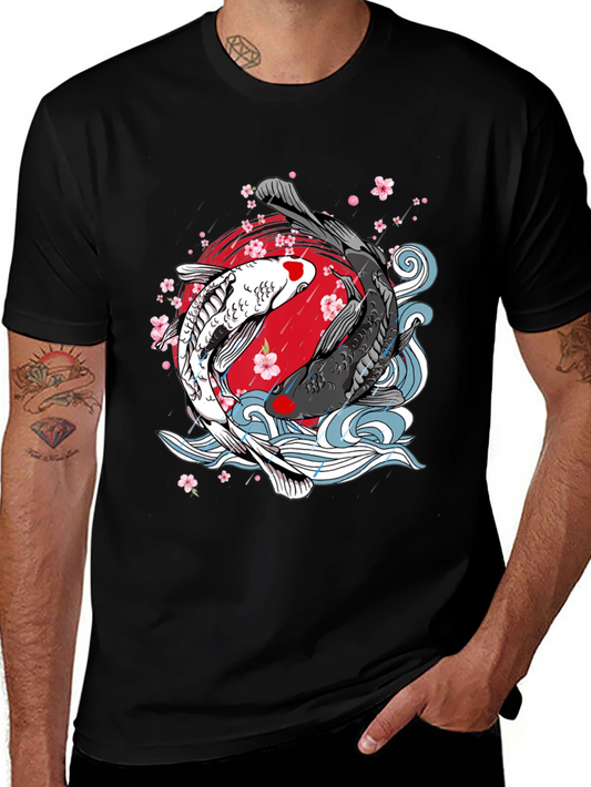 Koi Fish Yin Yang Graphic T-Shirt - Unique Design