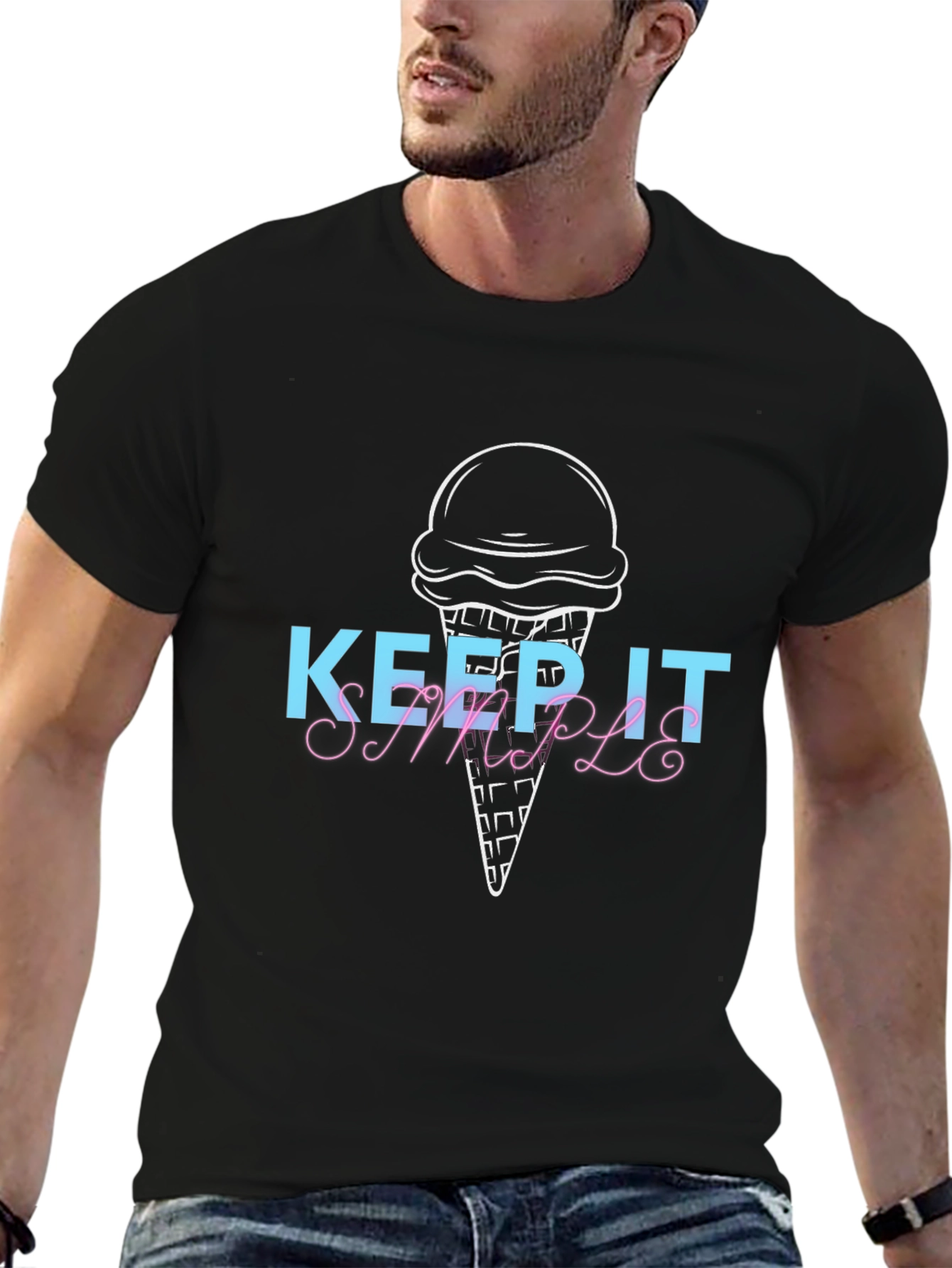 Keep It Simple Ice Cream Graphic Tee - Black