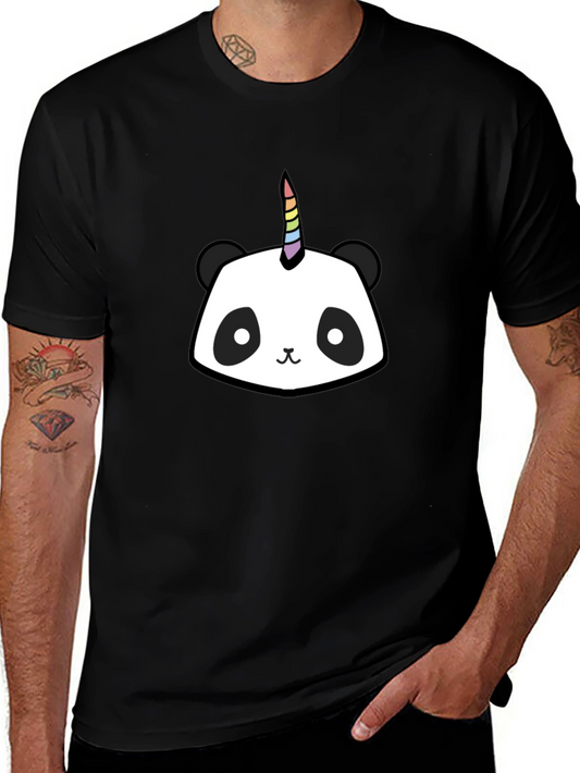 Unicorn Panda Graphic Tee - Mens Black T-Shirt