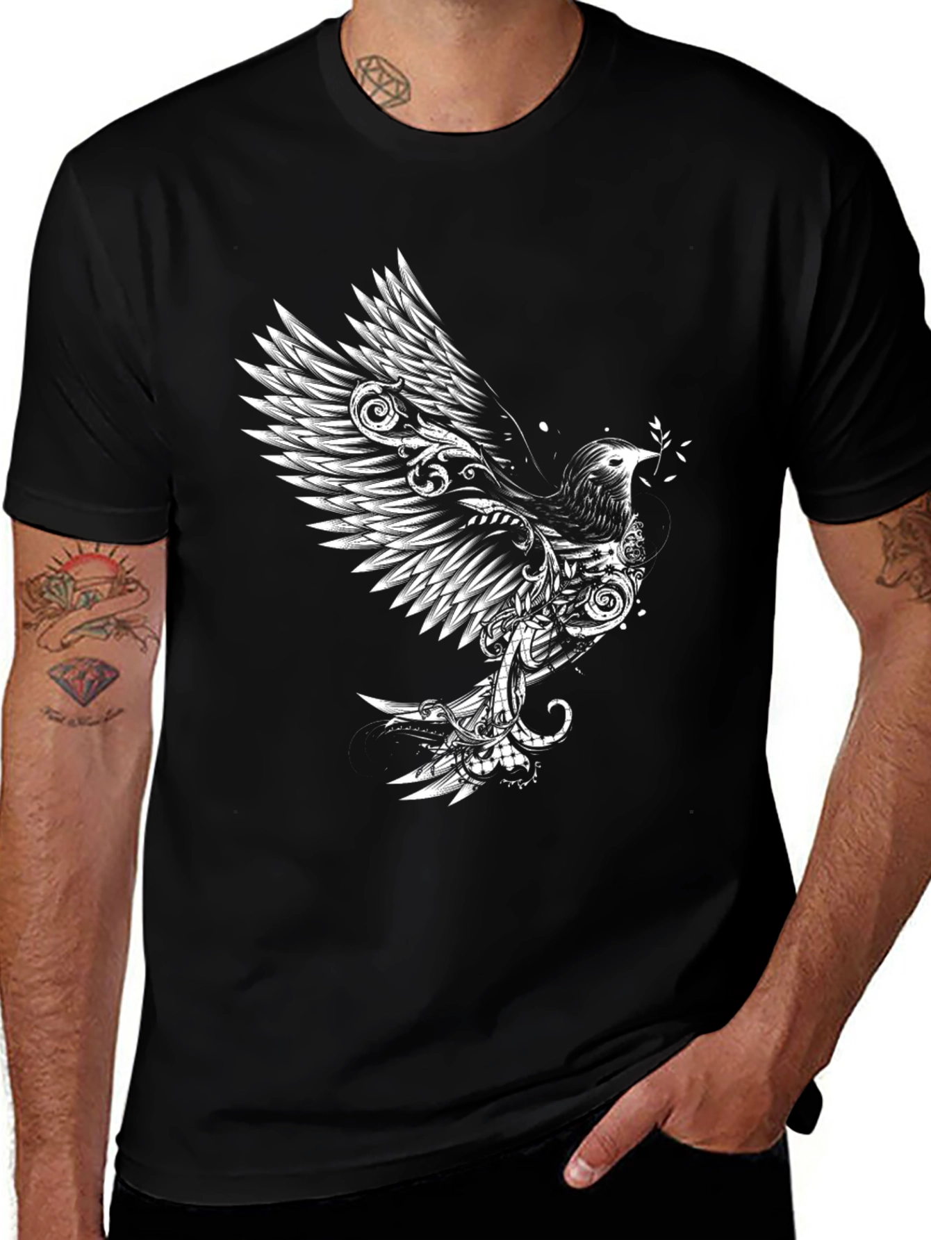 Dove Graphic Print Black T-Shirt