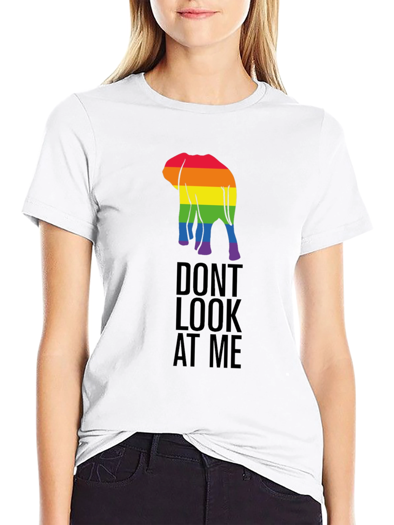 LGBT Elephant Graphic Tee - Dont Look At Me