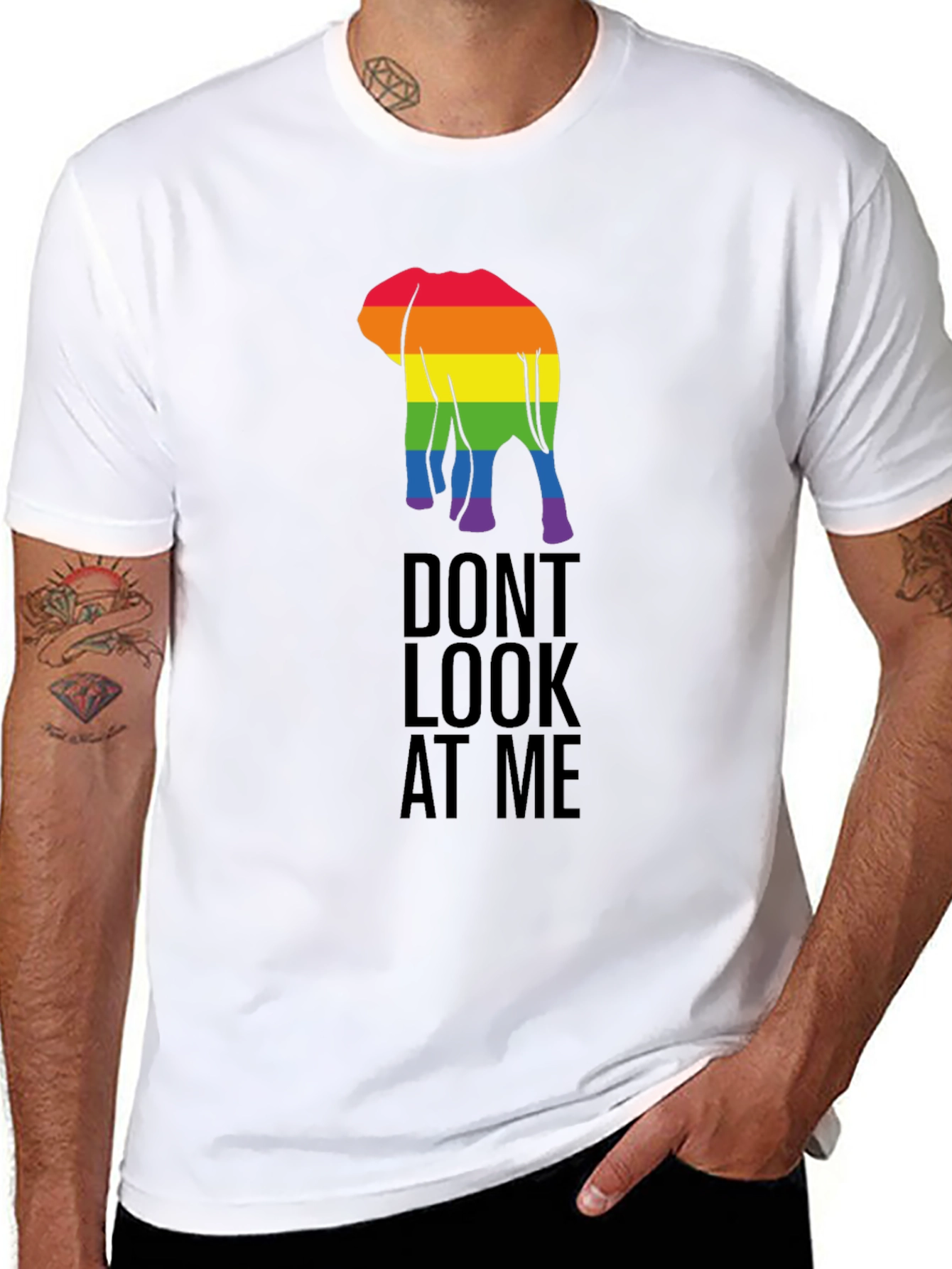 LGBT Elephant Graphic Tee - Dont Look At Me