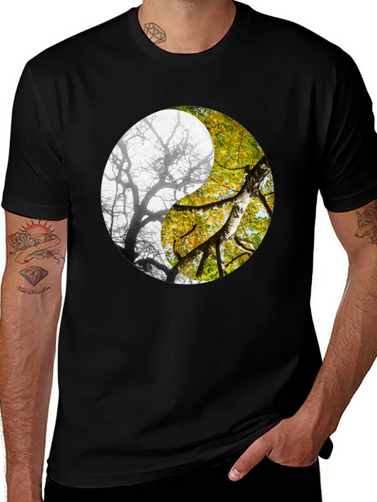 Yin Yang Tree Graphic Tee - Nature Inspired Design