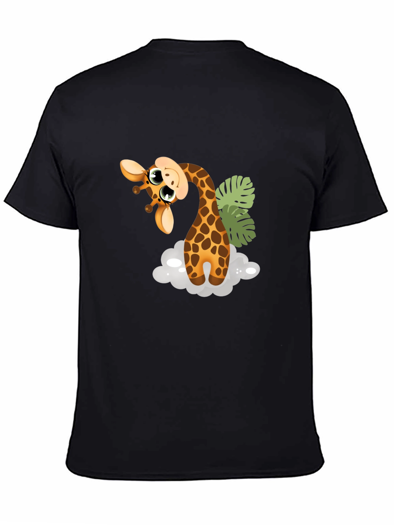 Cute Giraffe Graphic Tee - Black Cotton T-Shirt