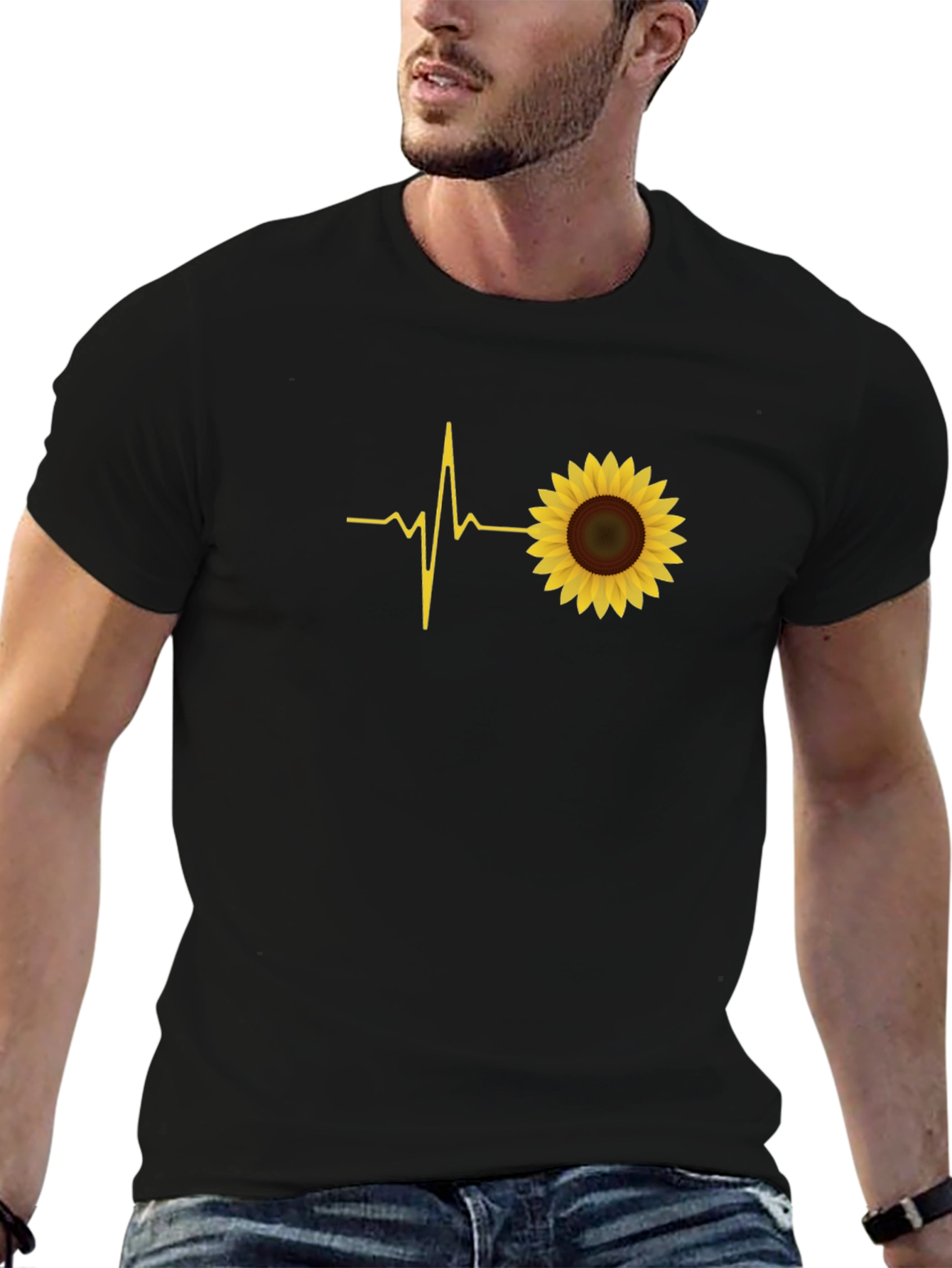 Sunflower Heartbeat Black Graphic Tee