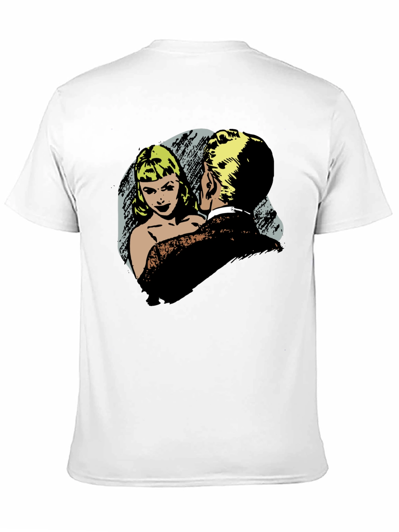 Retro Comic Couple Graphic T-Shirt - Black