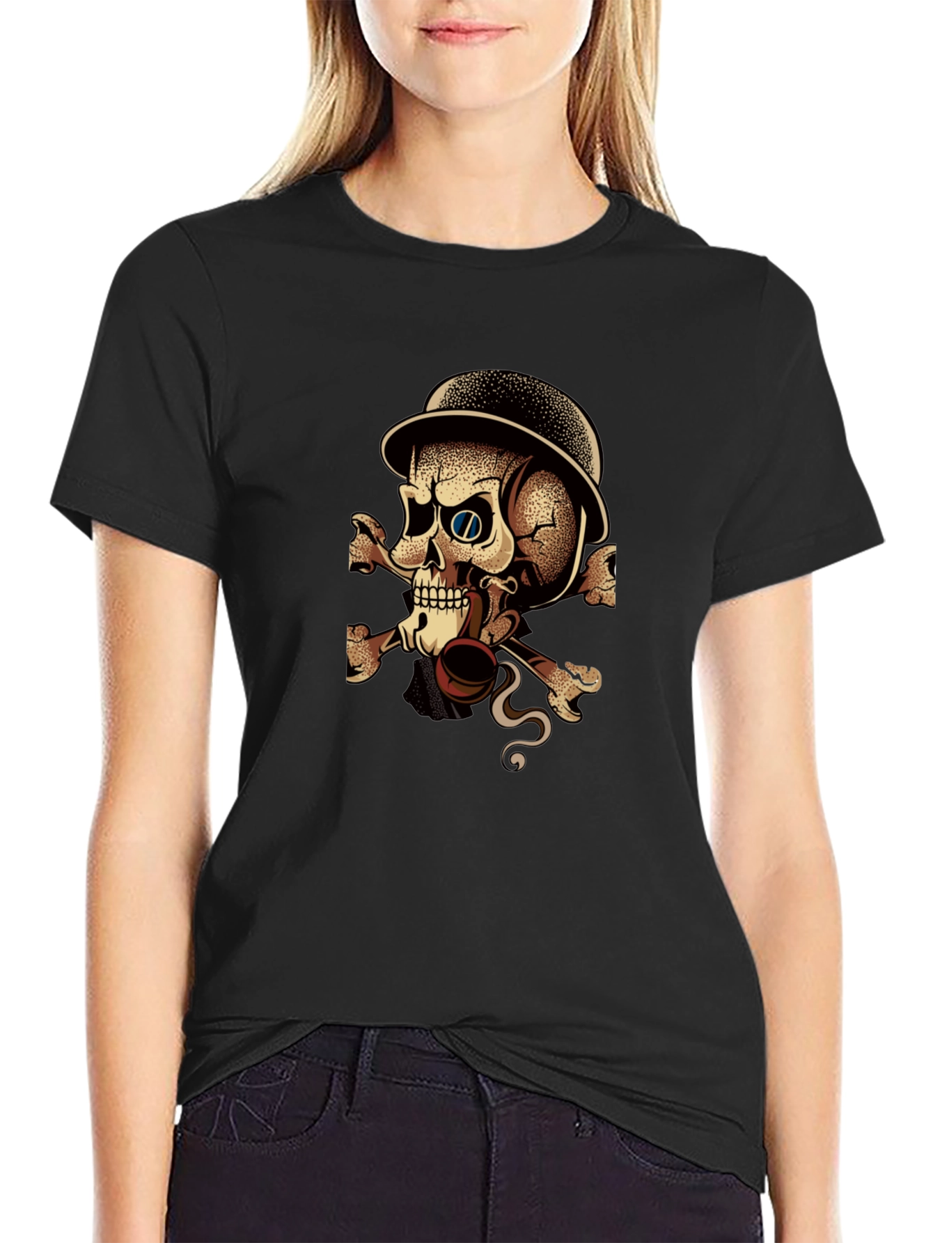 Skull & Crossbones Tee - Edgy Graphic Print T-Shirt