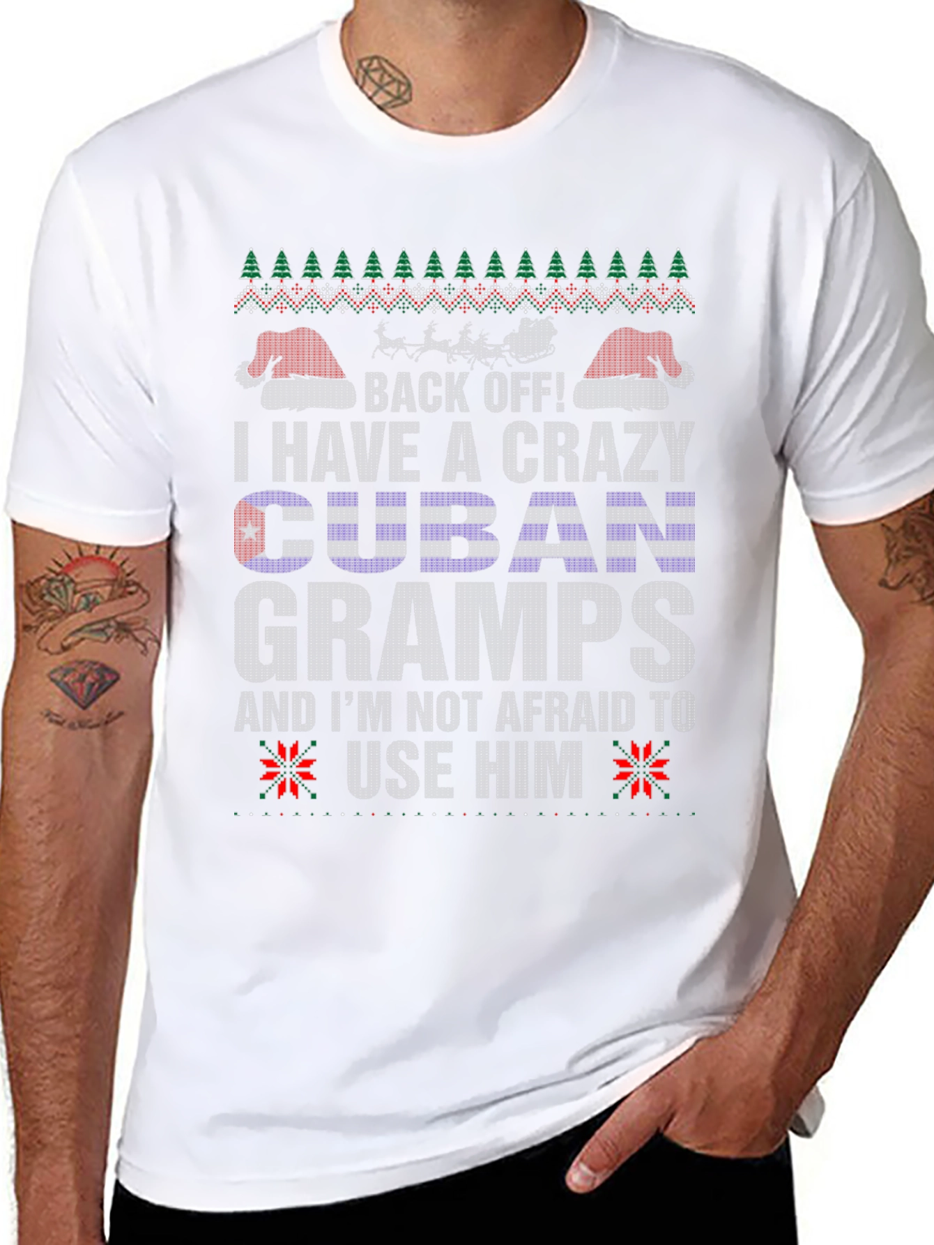 Crazy Cuban Gramps Ugly Christmas Sweater T-Shirt
