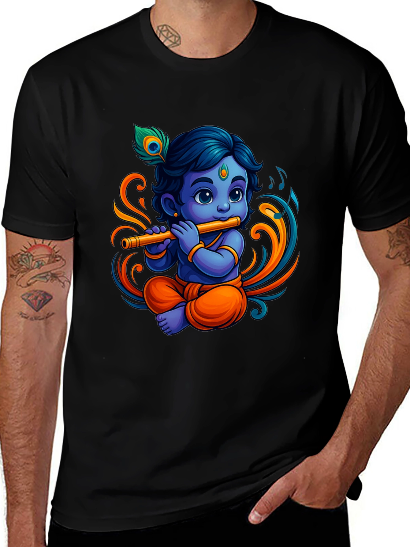 Krishna Flute Black Graphic Tee