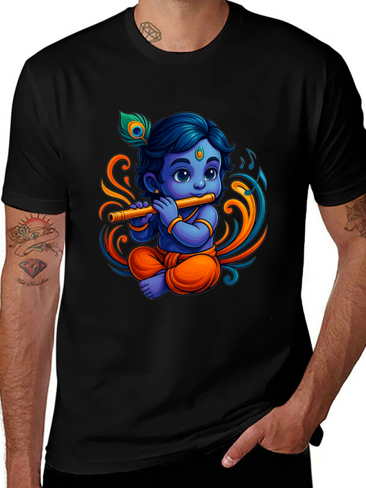 Krishna Flute Black Graphic Tee