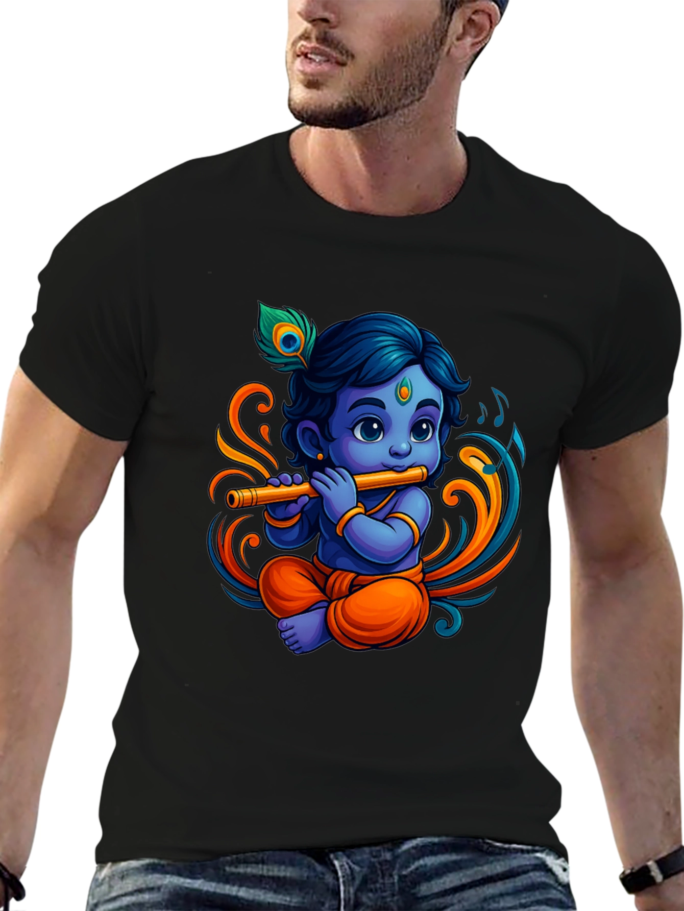 Krishna Flute Black Graphic Tee