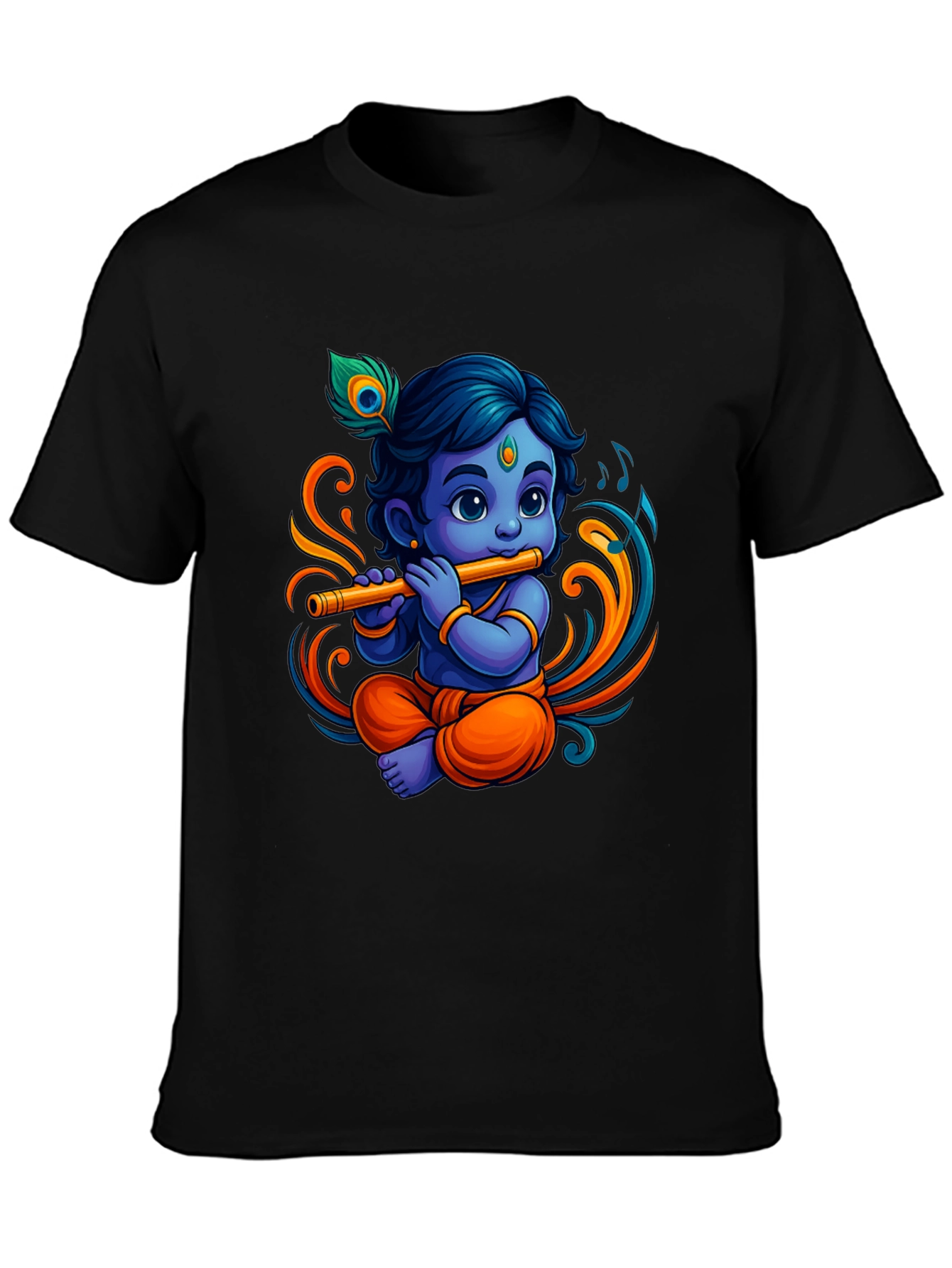Krishna Flute Black Graphic Tee