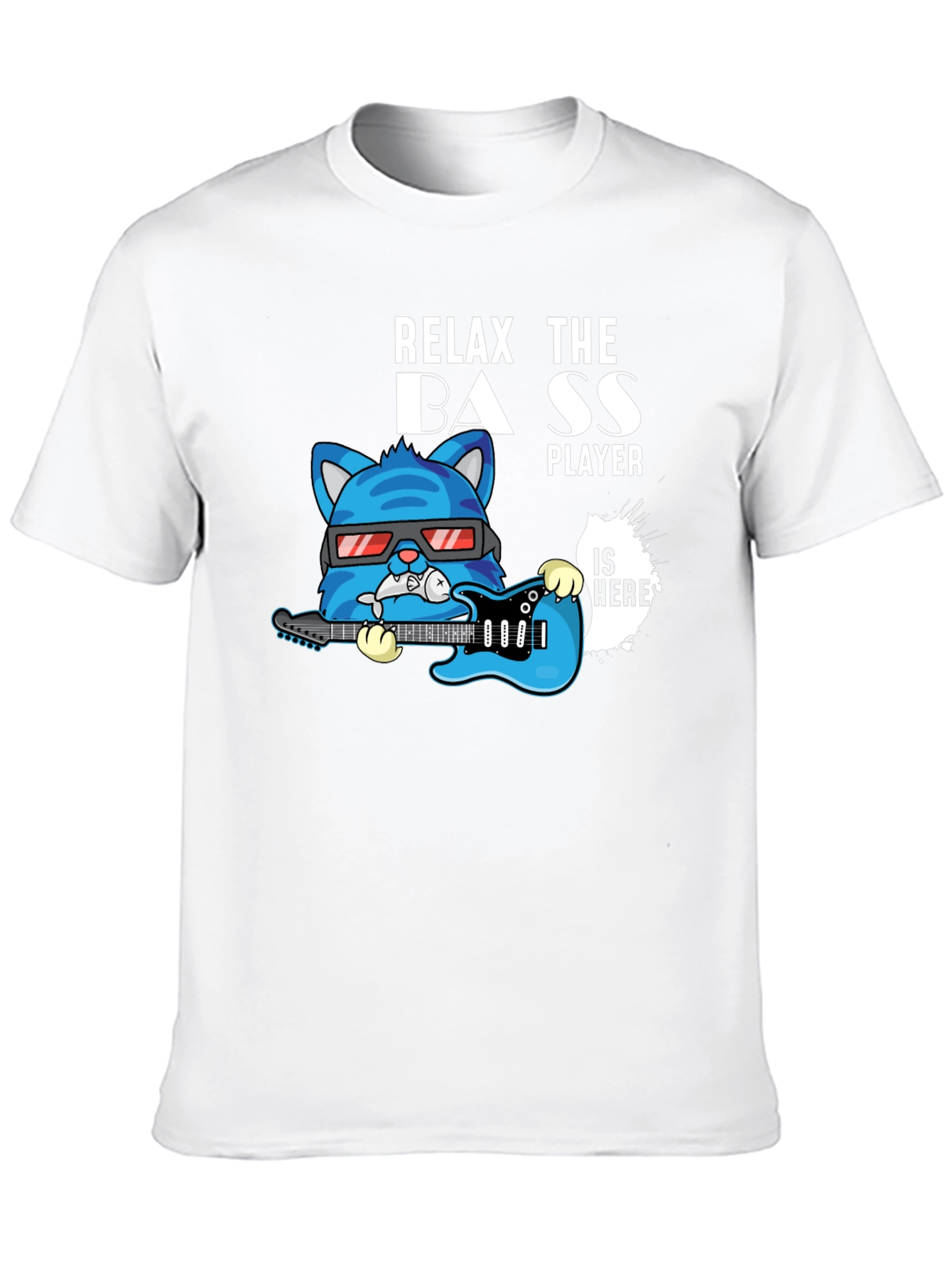 Relax The Bass Player Cat Graphic T-Shirt