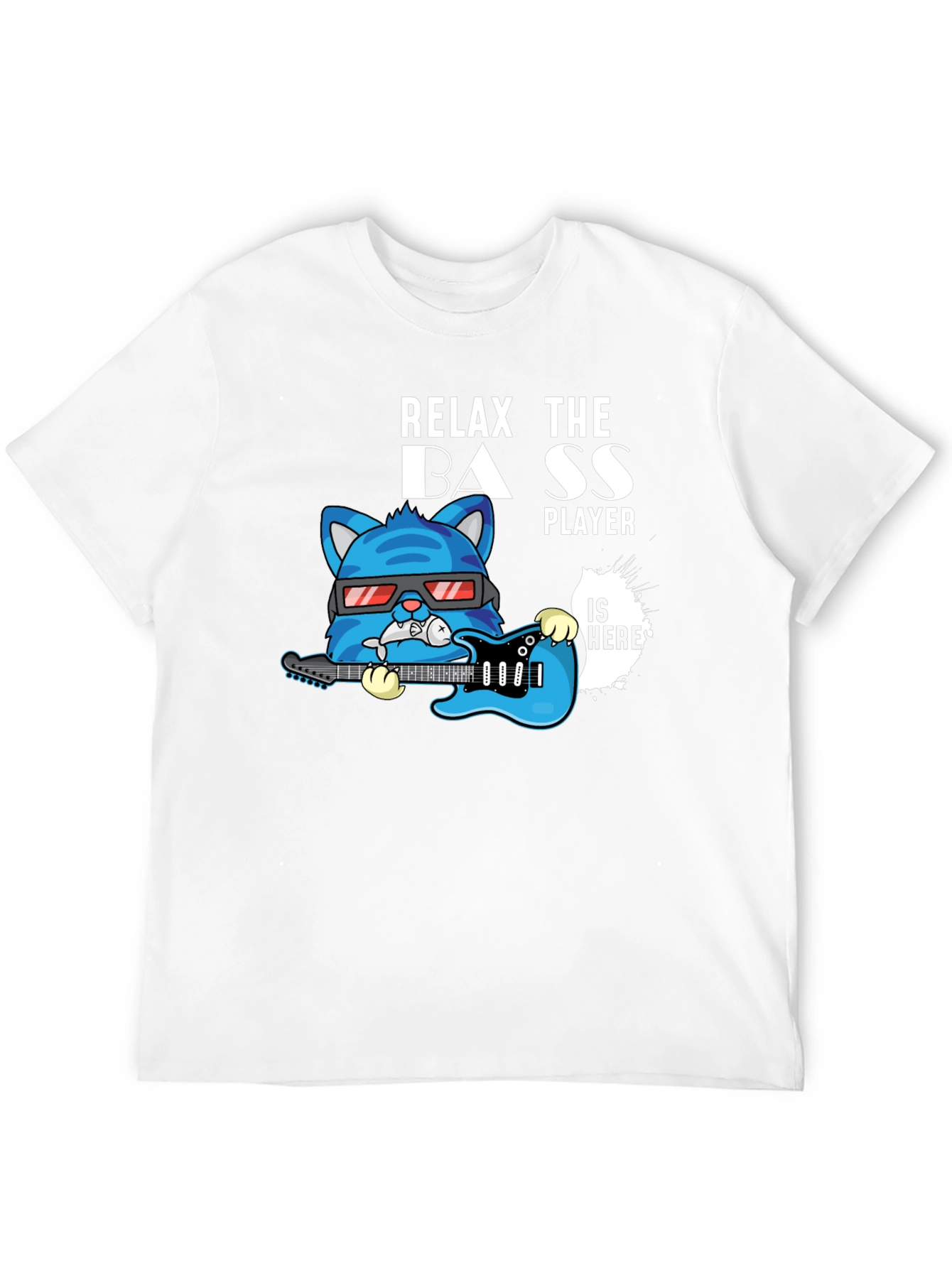 Relax The Bass Player Cat Graphic T-Shirt