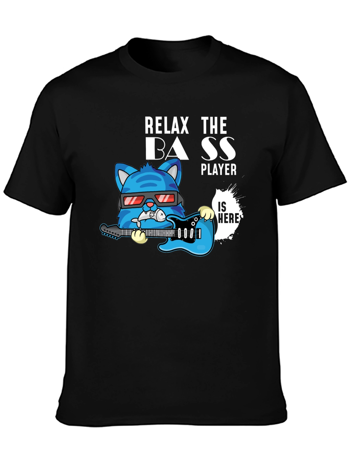Relax The Bass Player Cat Graphic T-Shirt