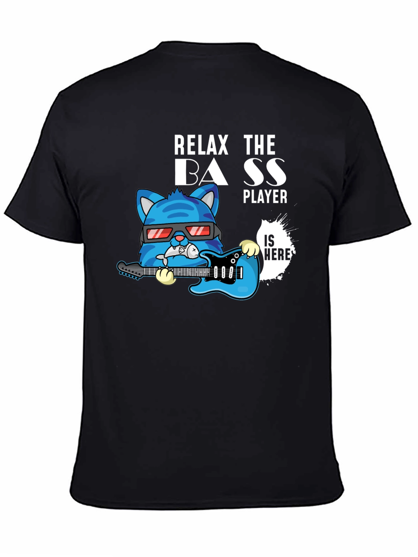 Relax The Bass Player Cat Graphic T-Shirt