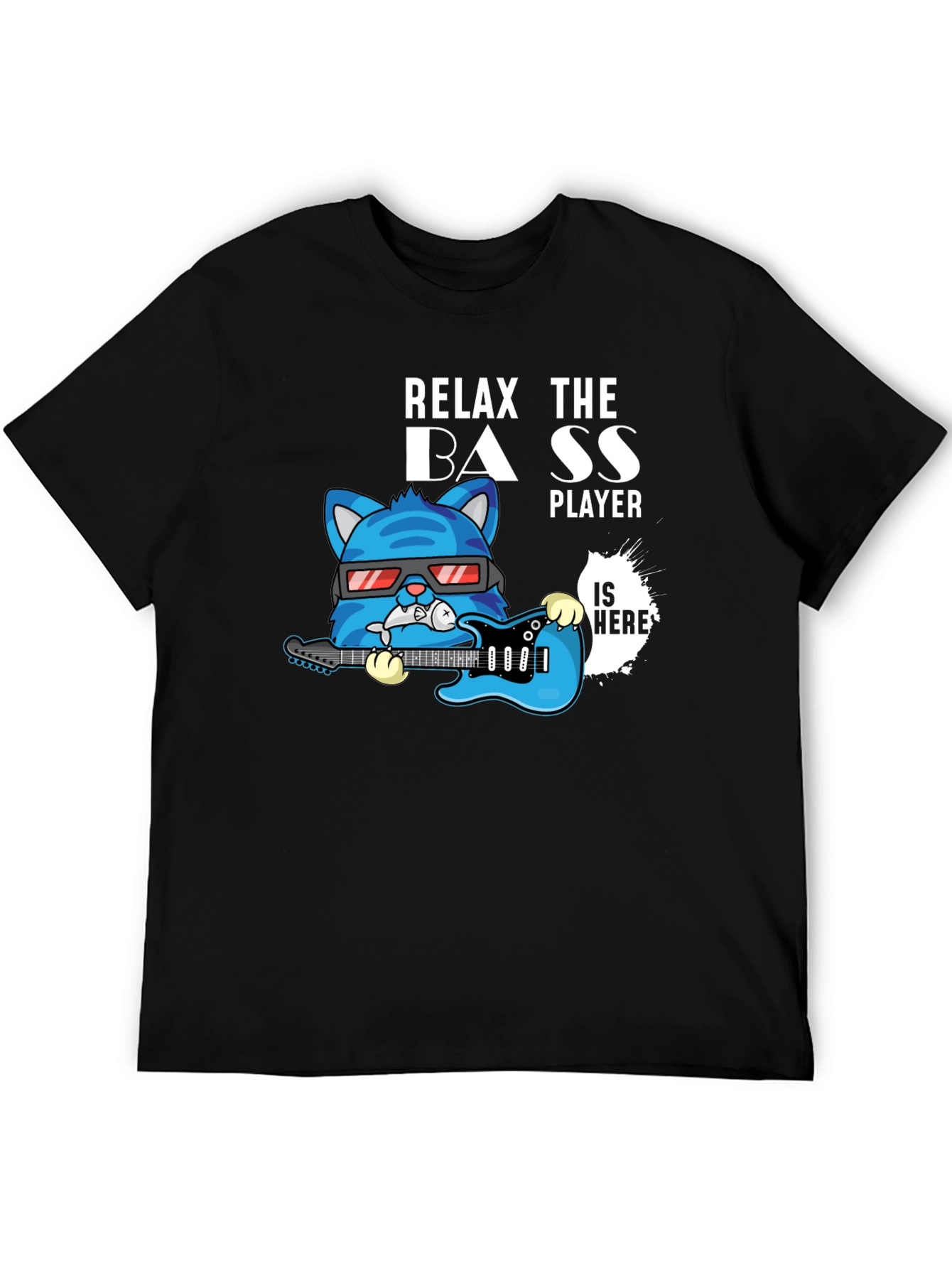 Relax The Bass Player Cat Graphic T-Shirt