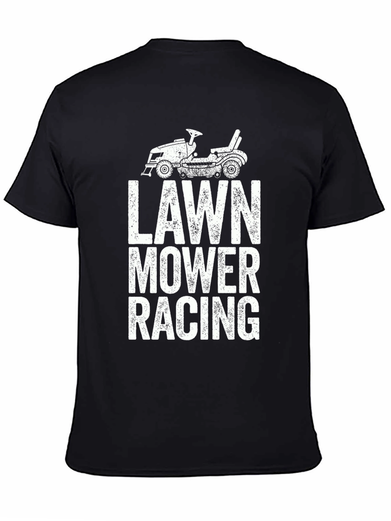 Lawn Mower Racing Graphic Tee - Black Cotton