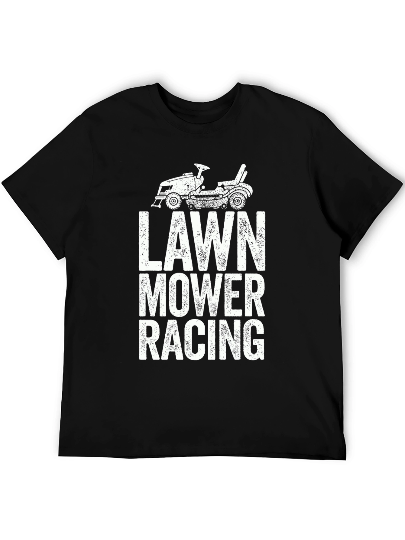 Lawn Mower Racing Graphic Tee - Black Cotton
