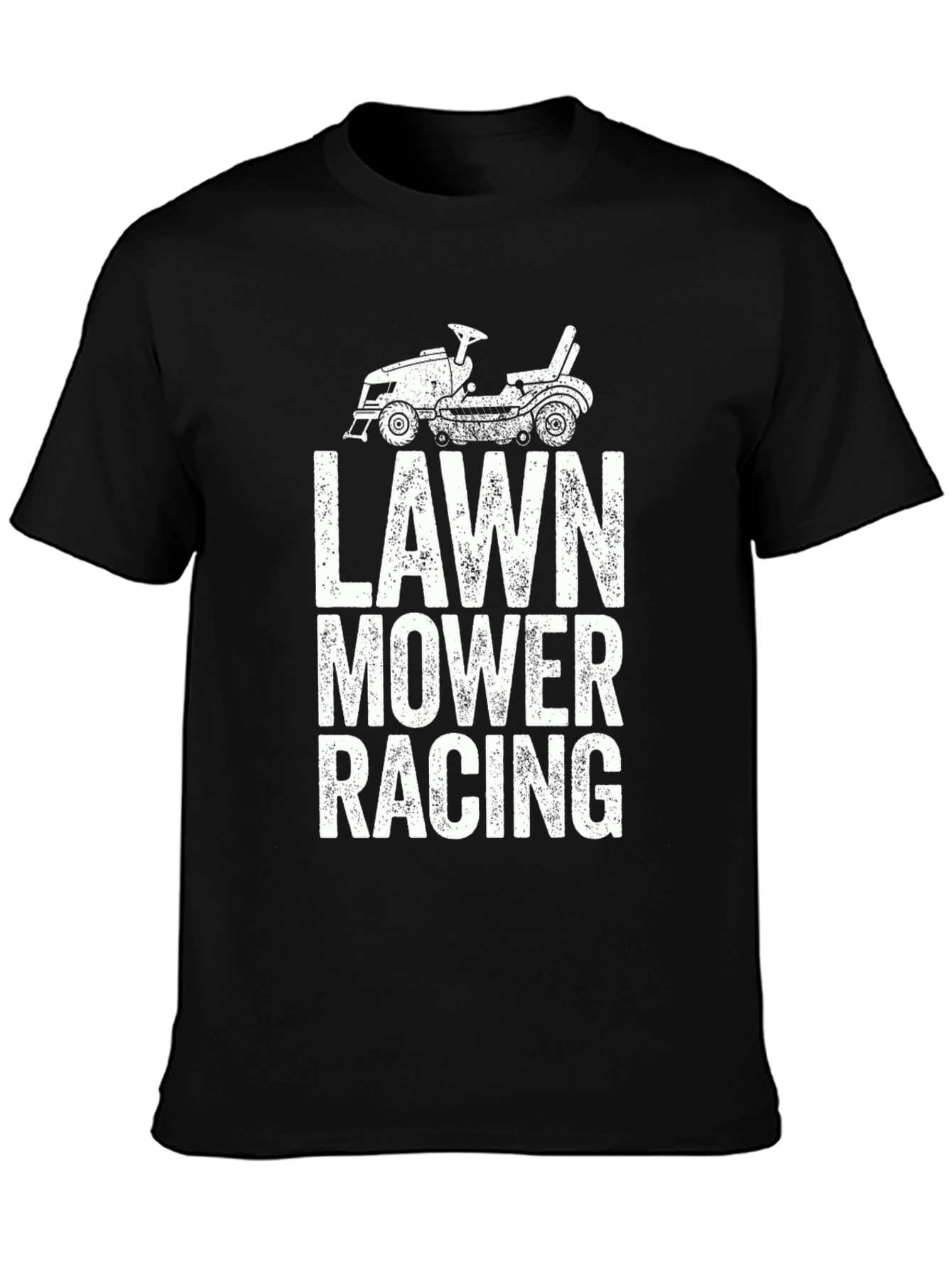 Lawn Mower Racing Graphic Tee - Black Cotton