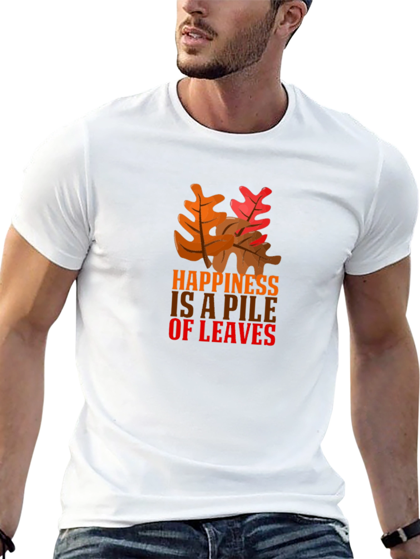 Autumn Leaves Happiness Graphic Tee - Black