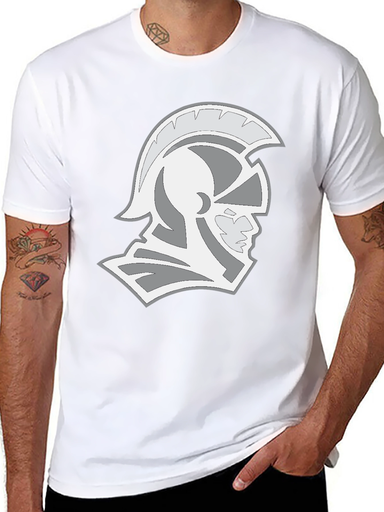 Spartan Helmet Graphic Tee - Black Cotton T-Shirt
