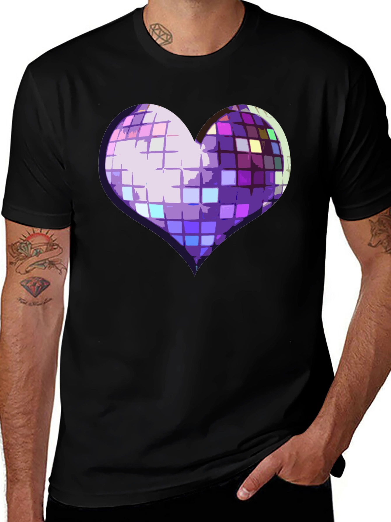Disco Heart Graphic Tee - Stylish Party Shirt