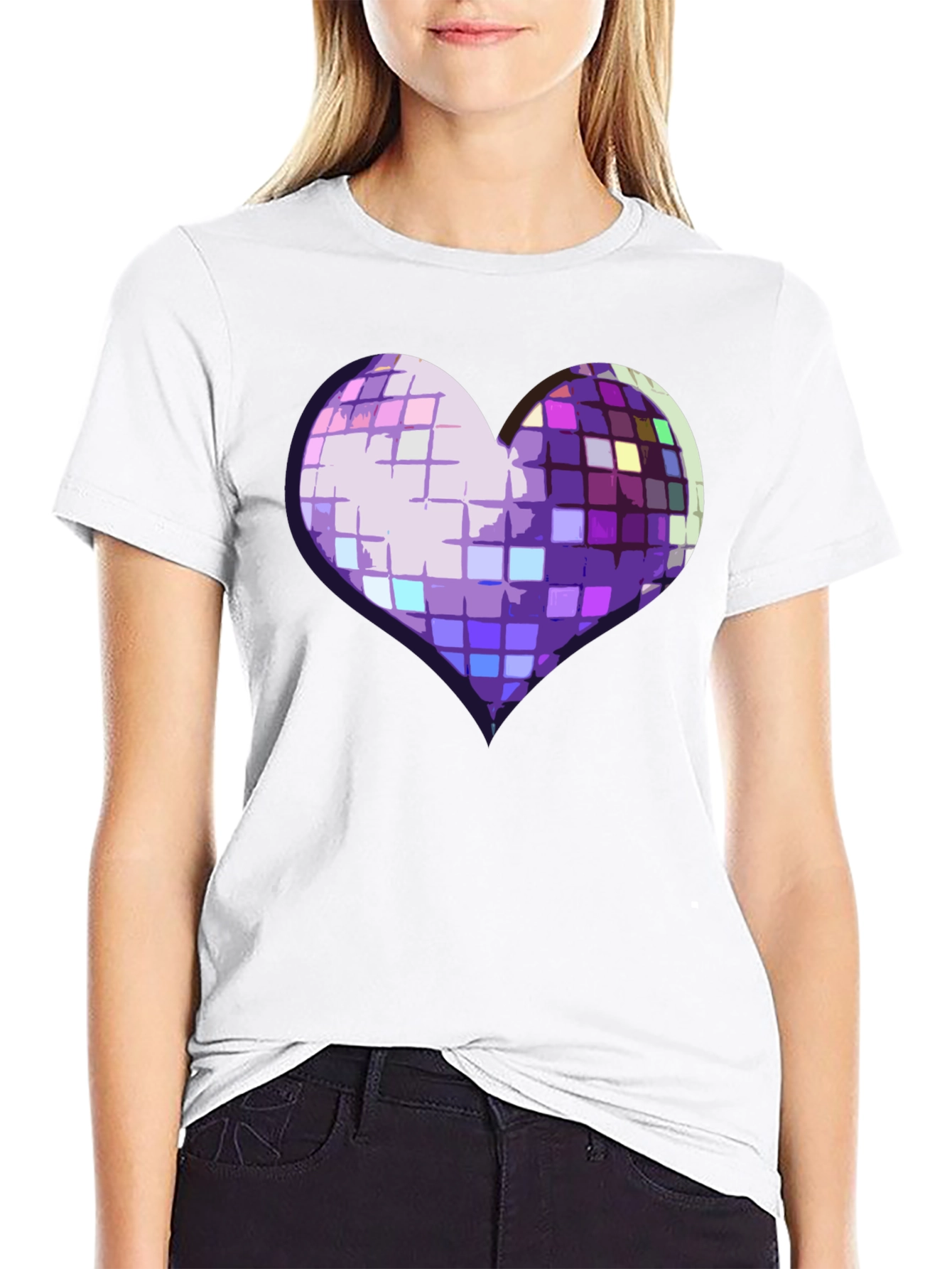 Disco Heart Graphic Tee - Stylish Party Shirt