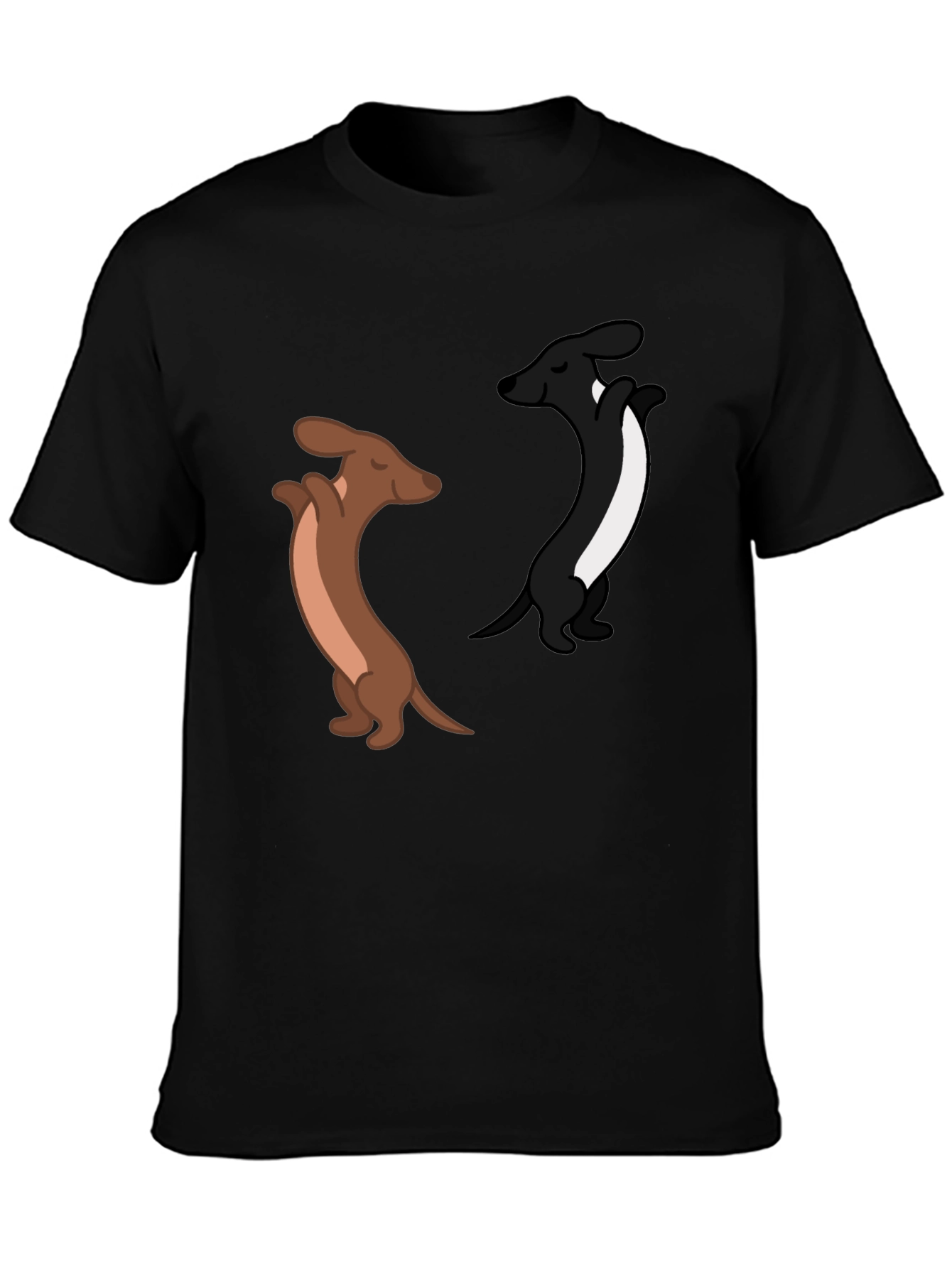 Dancing Dachshund Graphic Tee - Black Cotton Blend