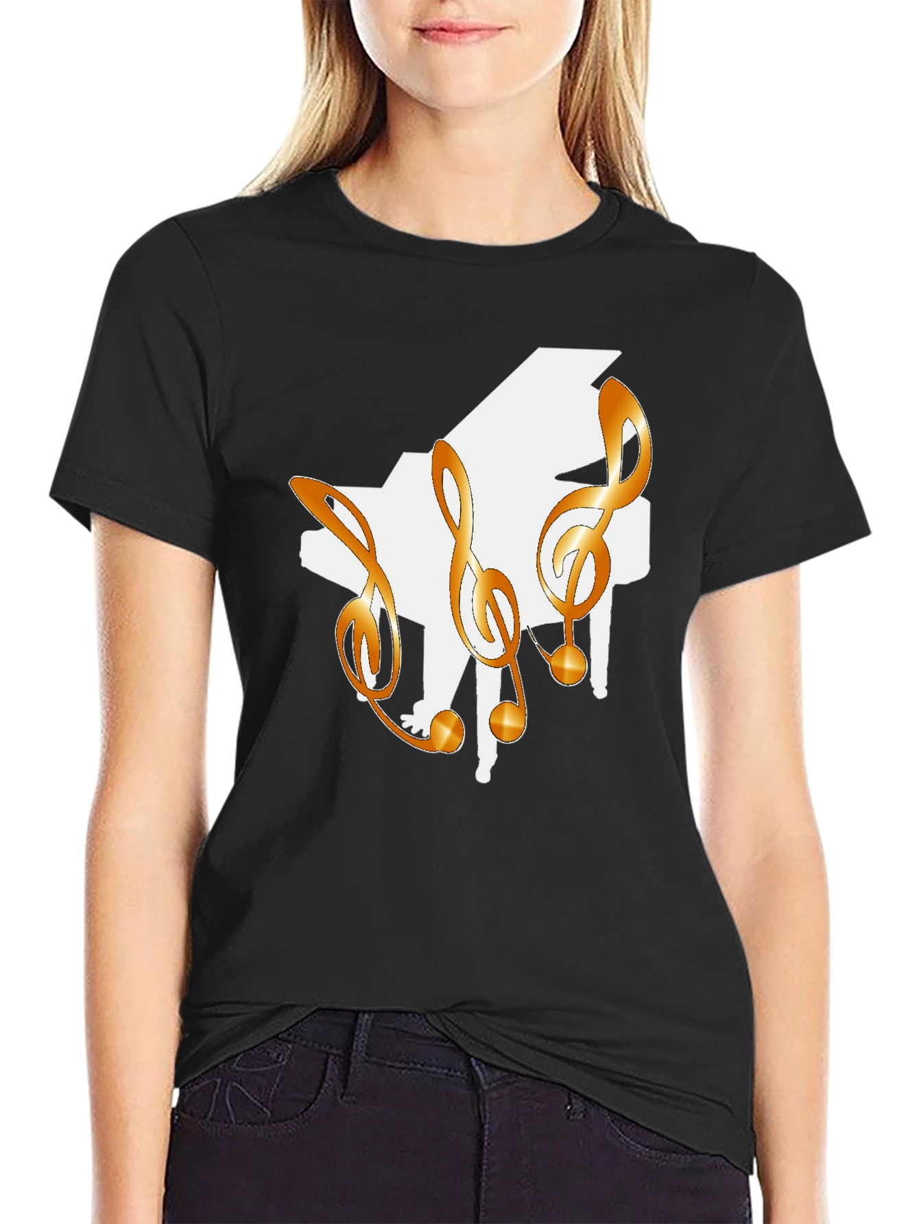 Piano & Treble Clef Graphic T-Shirt