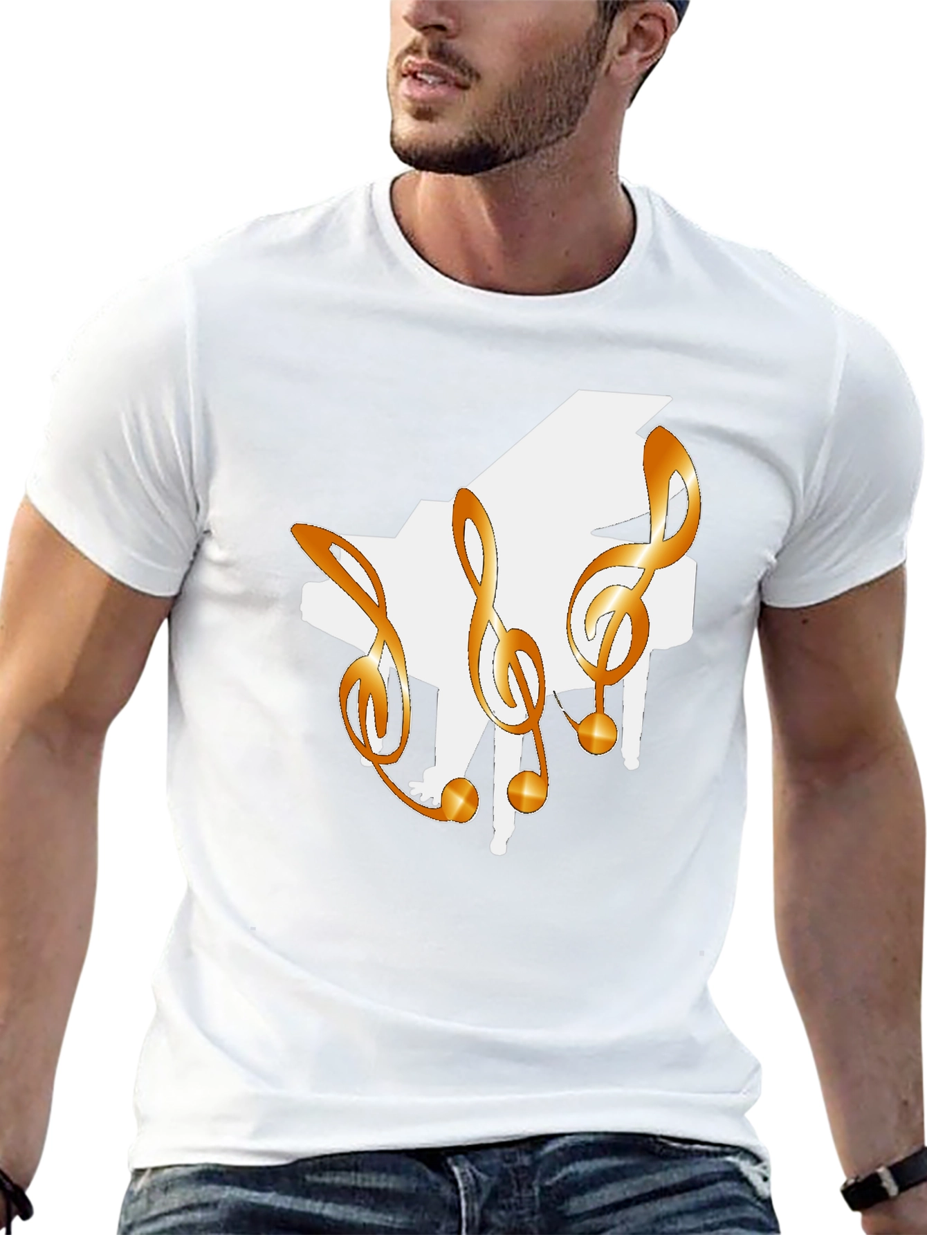 Piano & Treble Clef Graphic T-Shirt