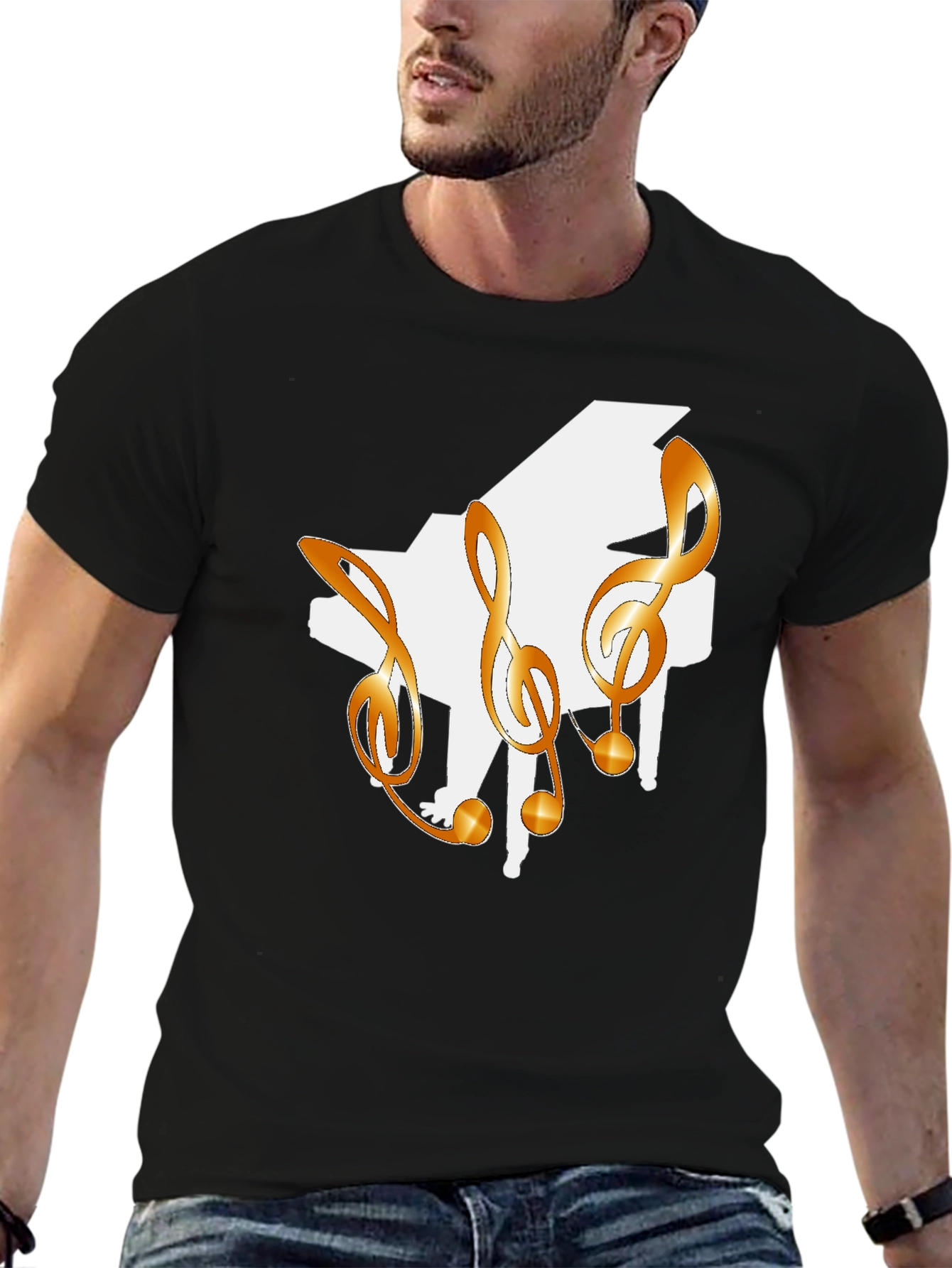 Piano & Treble Clef Graphic T-Shirt