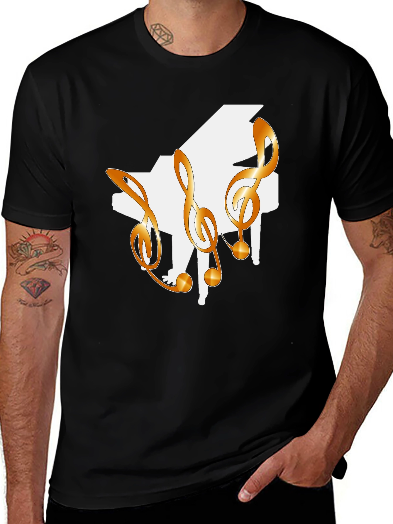 Piano & Treble Clef Graphic T-Shirt