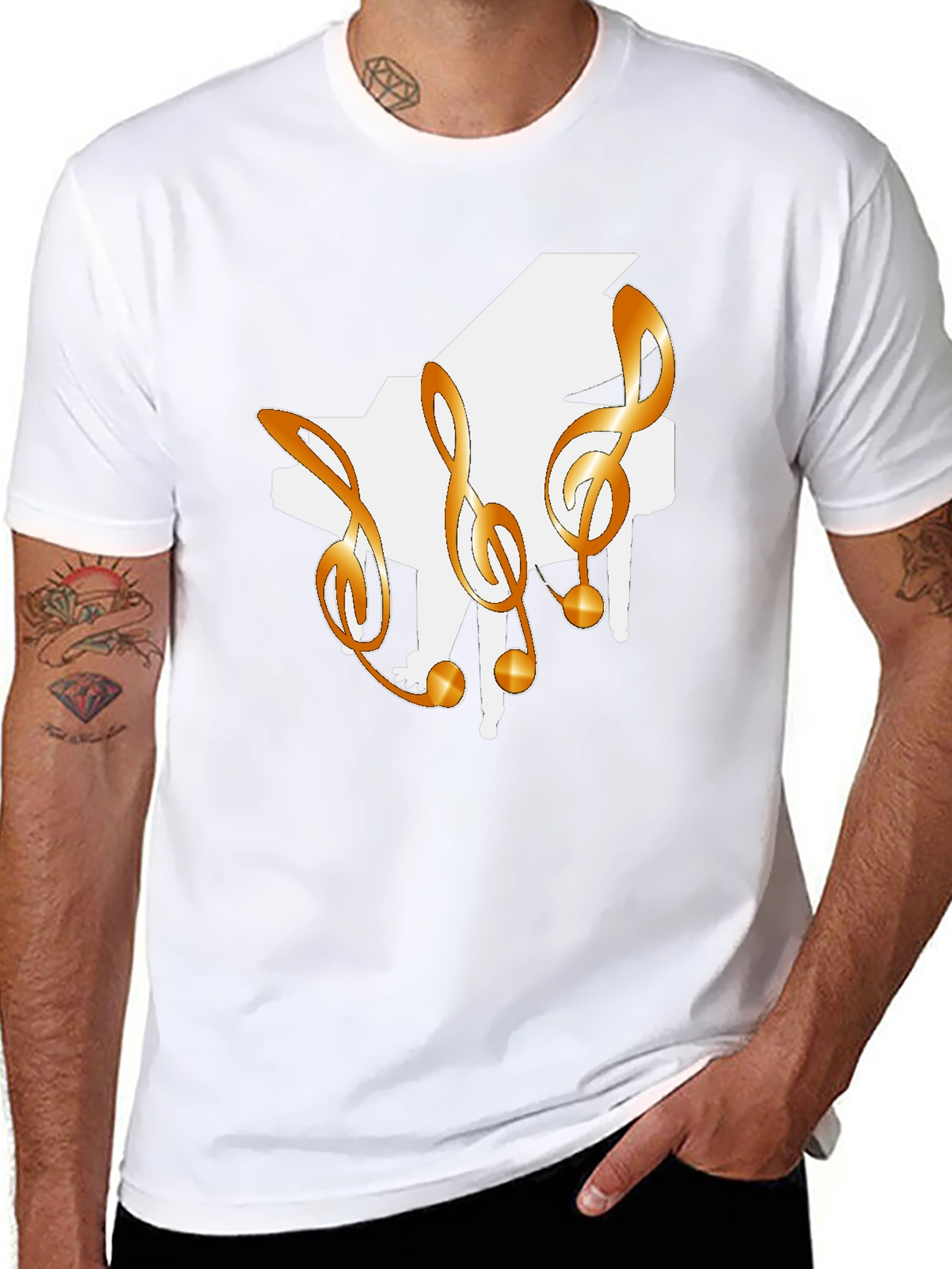 Piano & Treble Clef Graphic T-Shirt