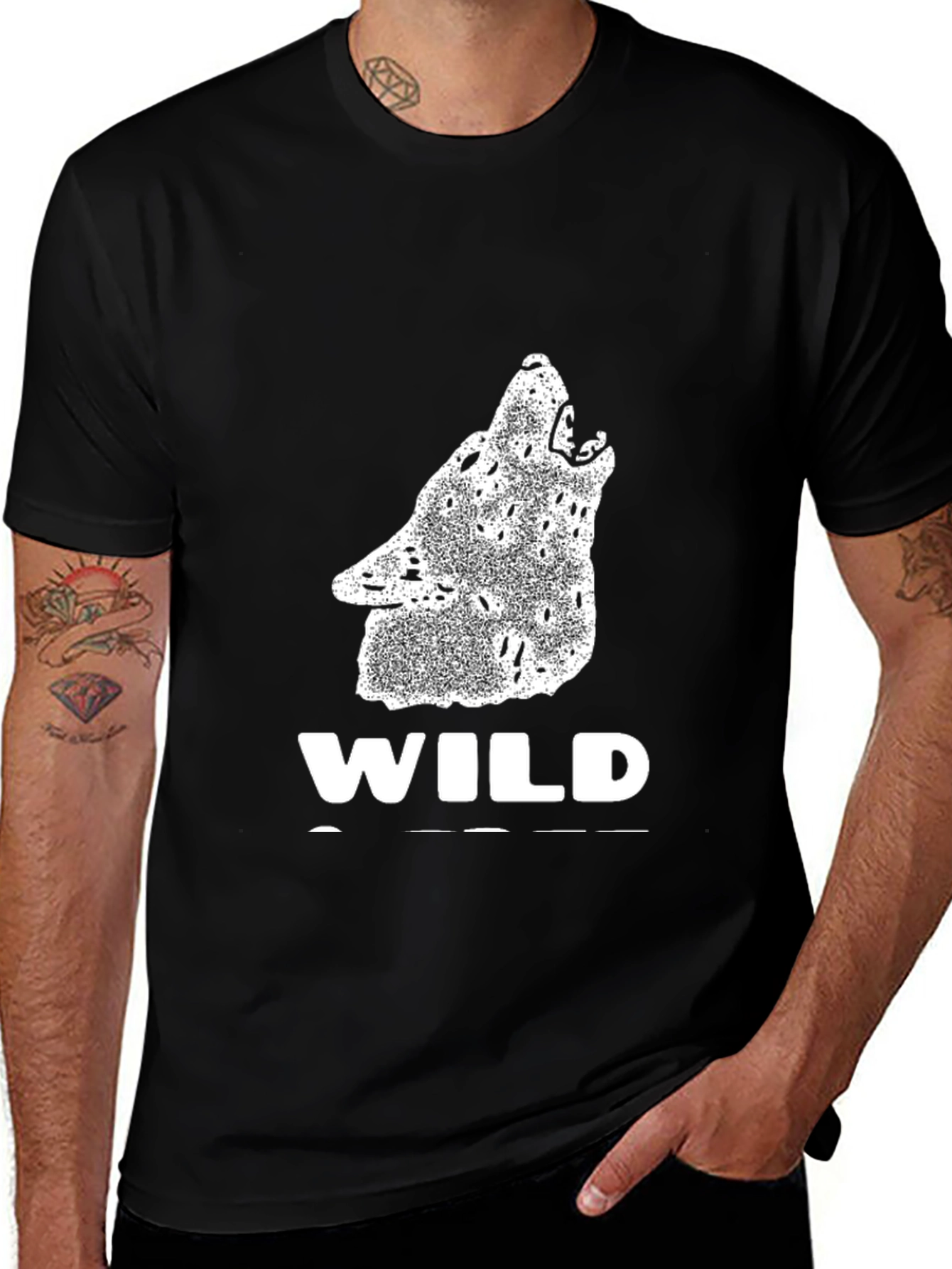Wild Wolf Graphic T-Shirt - Black
