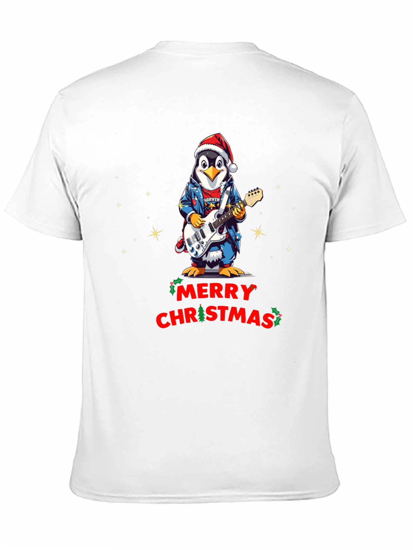 Merry Christmas Penguin Guitarist T-Shirt