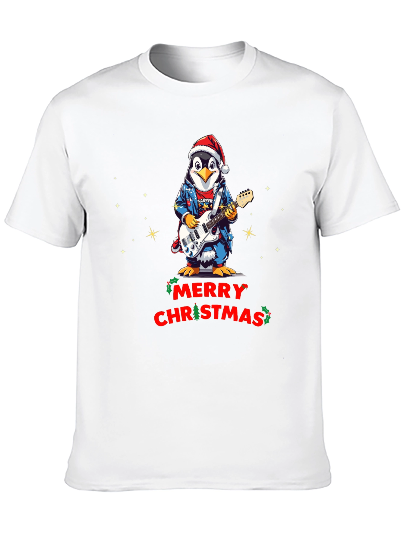 Merry Christmas Penguin Guitarist T-Shirt