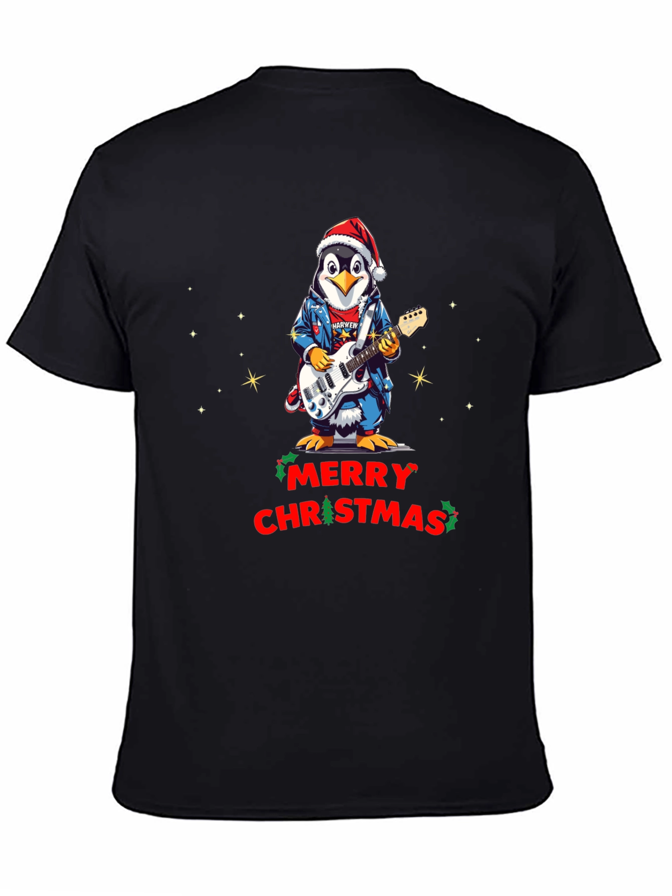 Merry Christmas Penguin Guitarist T-Shirt