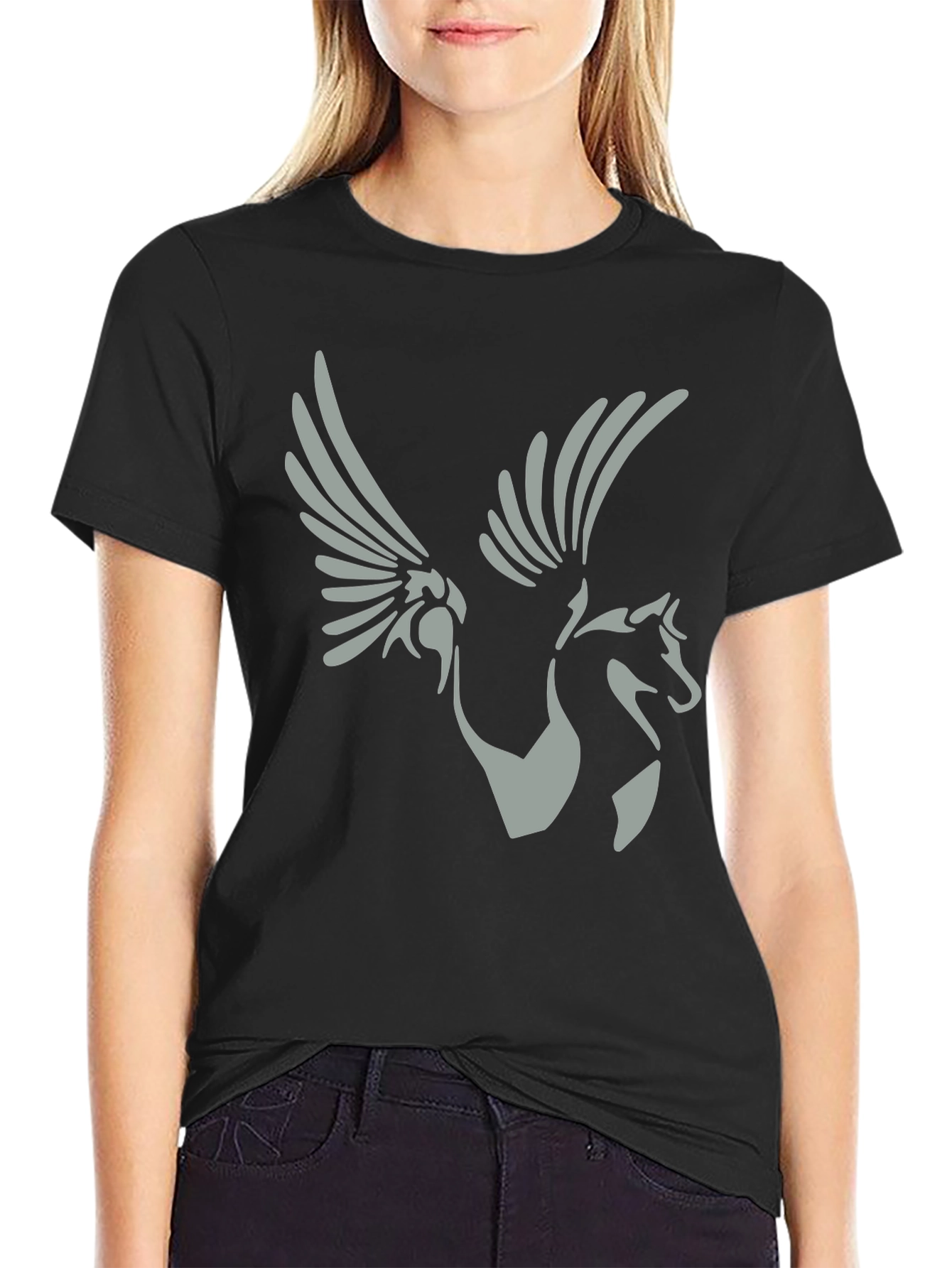 Pegasus Graphic Tee - Black Cotton Shirt
