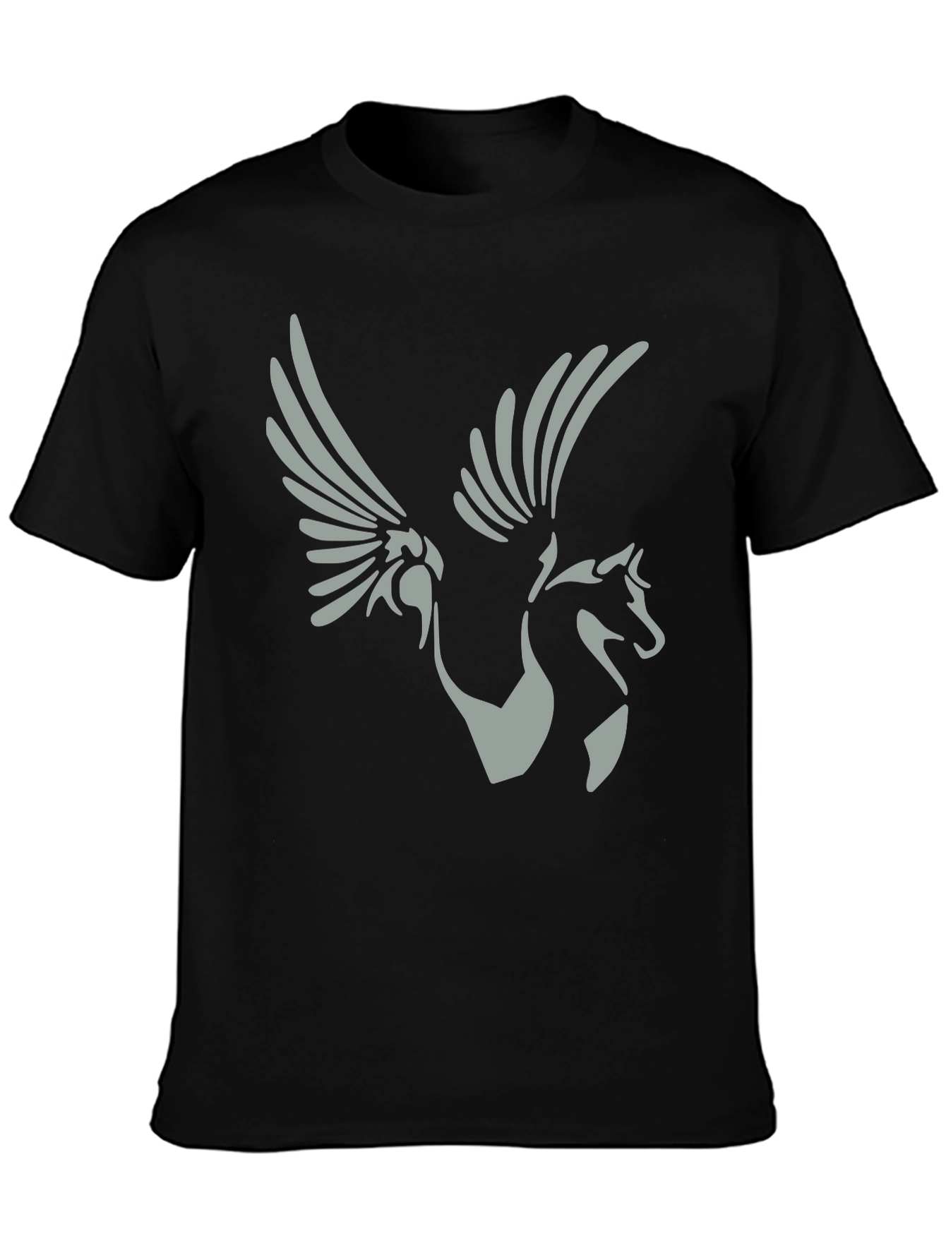 Pegasus Graphic Tee - Black Cotton Shirt