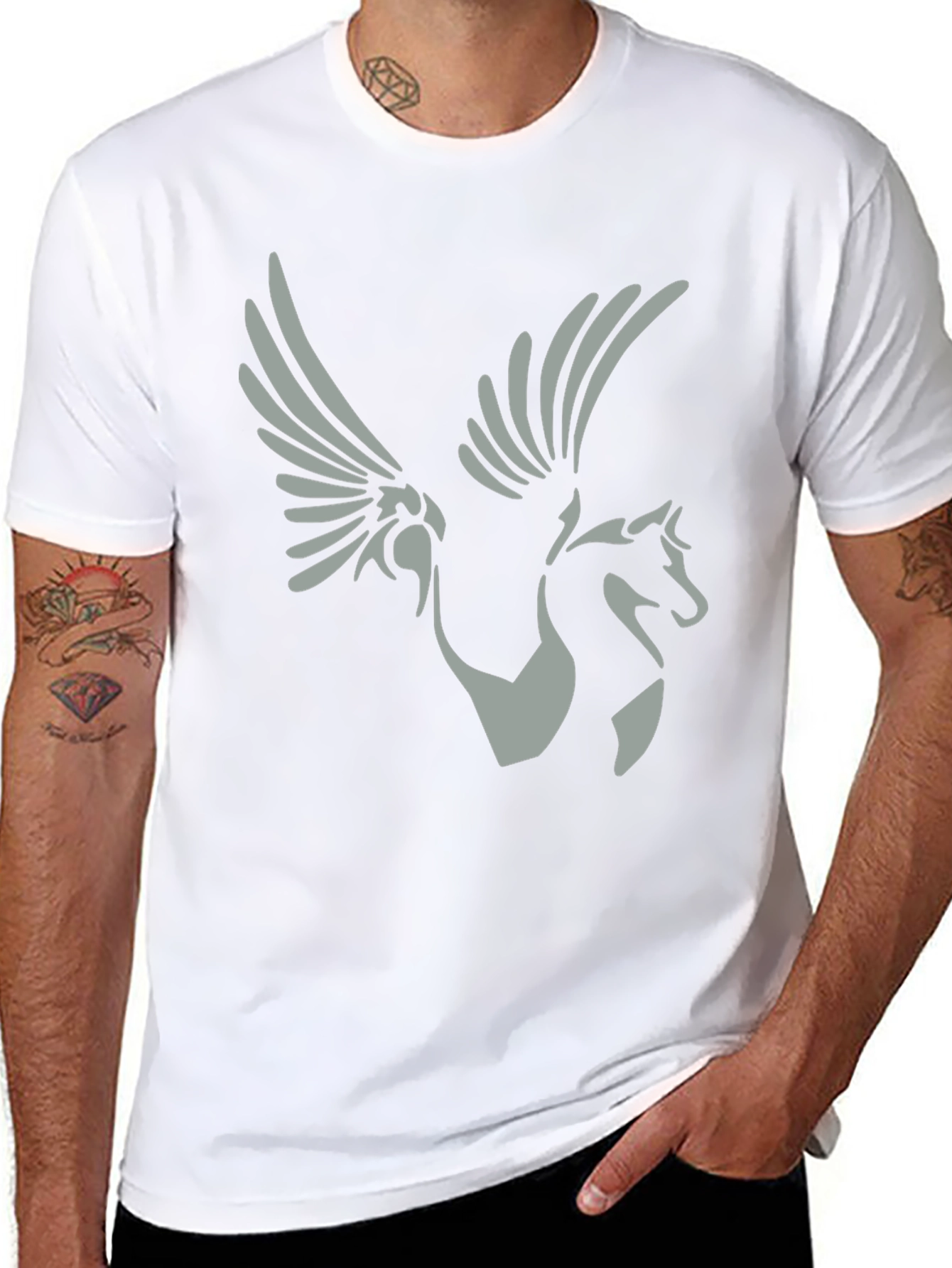 Pegasus Graphic Tee - Black Cotton Shirt