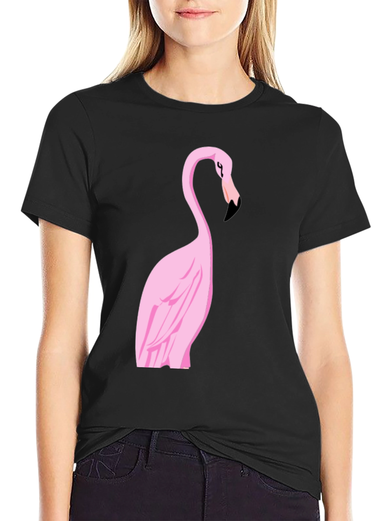 Flamingo Graphic Tee - Stylish Black Cotton Shirt